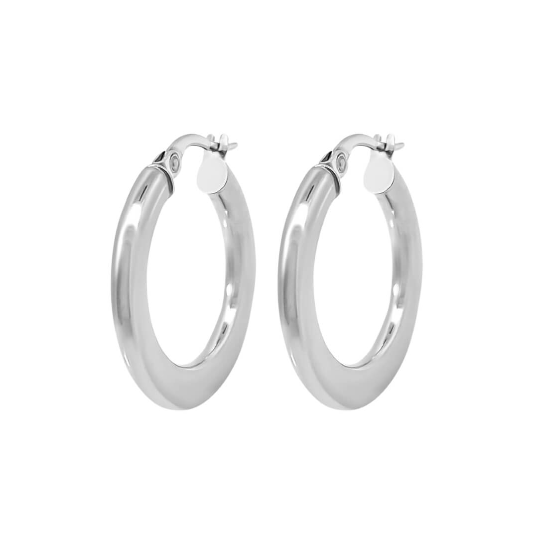 Flat White Gold Hoops