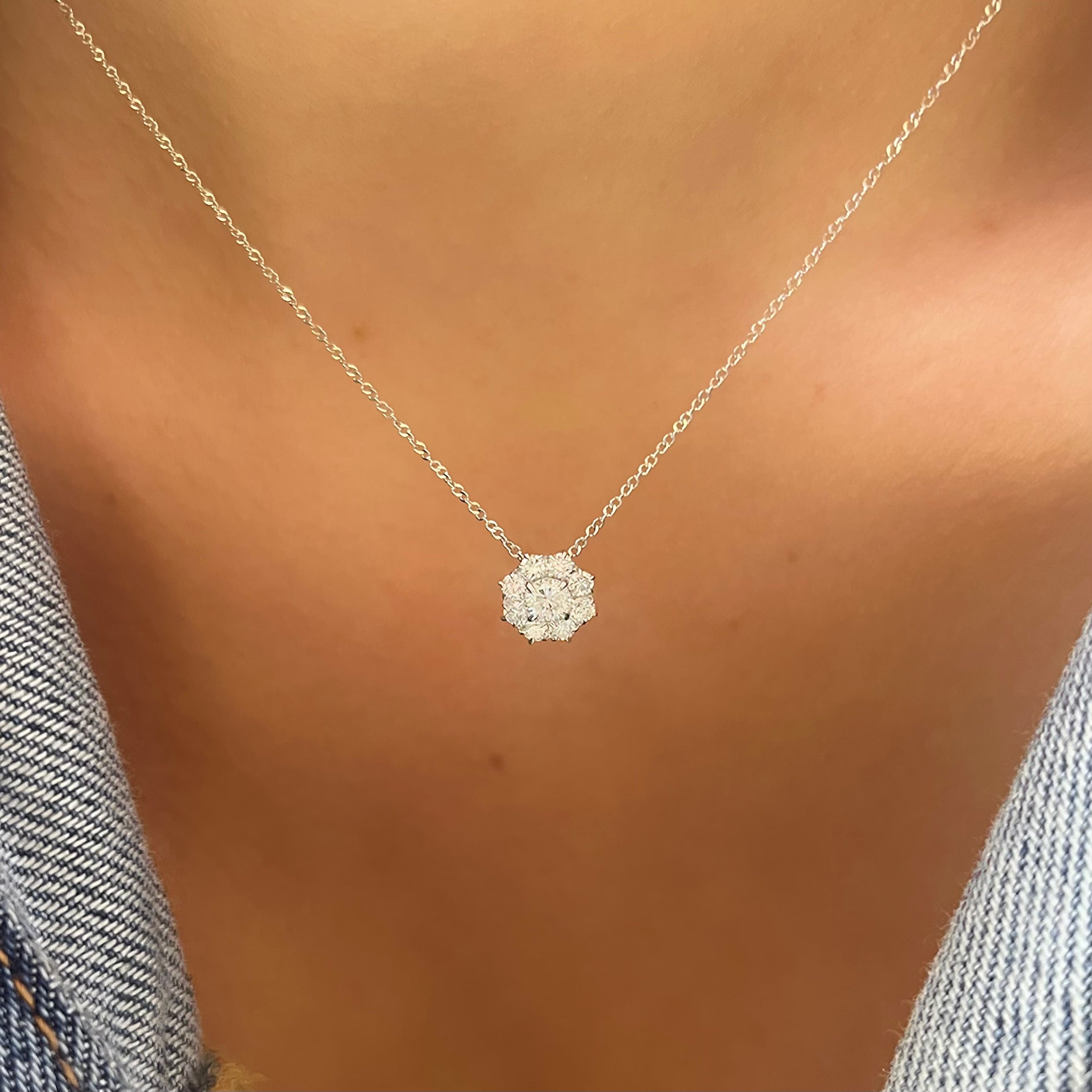 Small Diamond Cluster Necklace