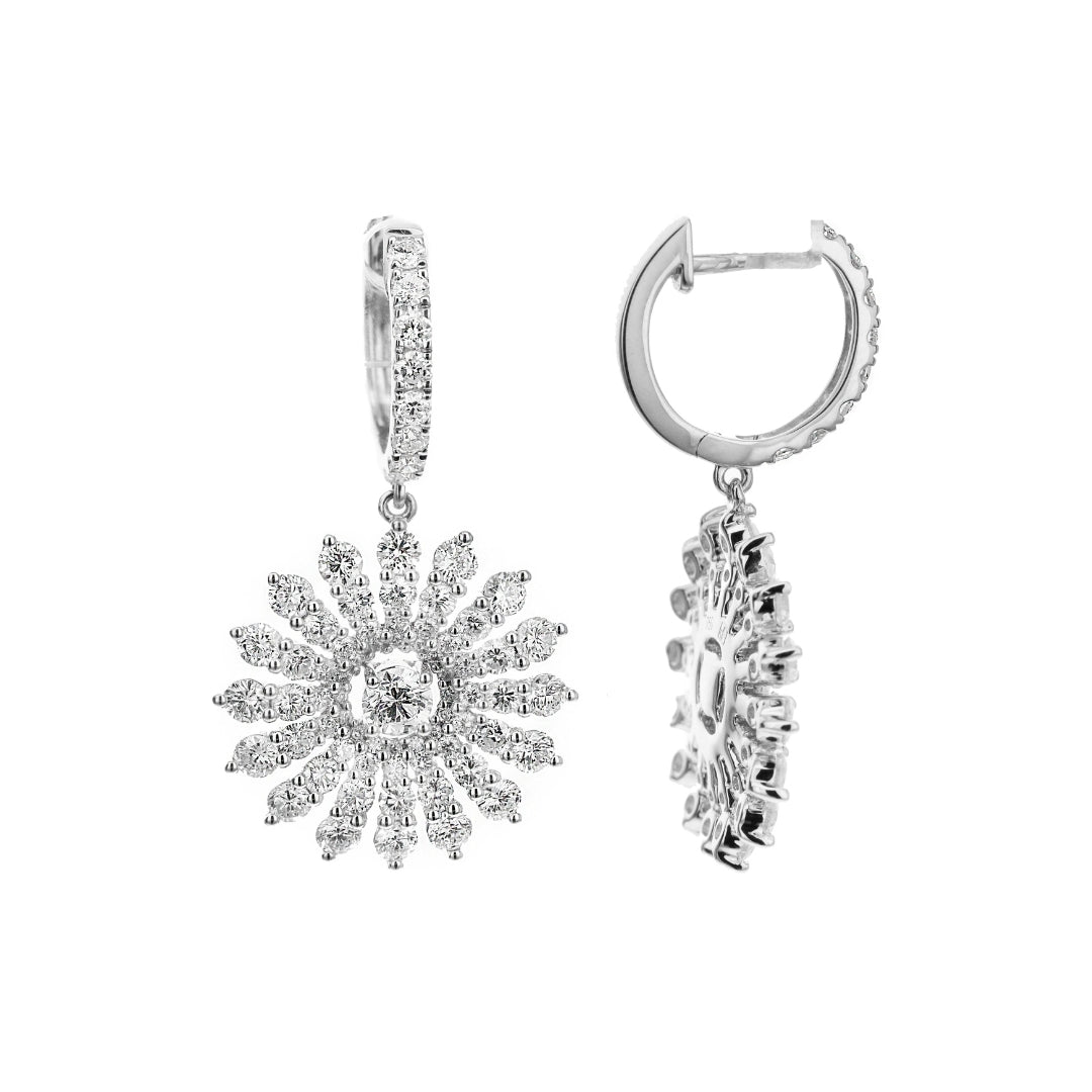 Dangling Diamond Starburst Earrings