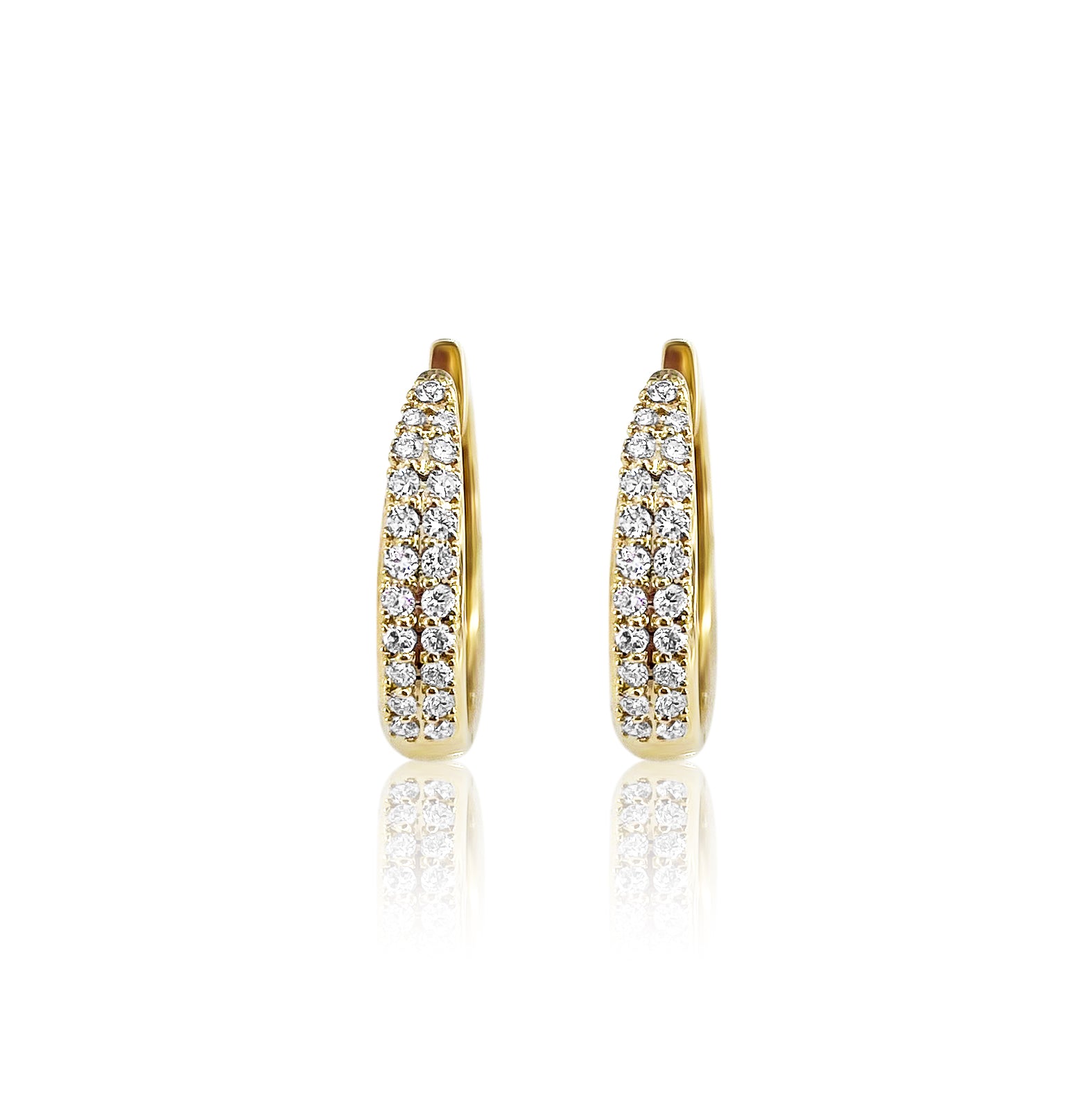 Two Row Diamond Hoop Earrings