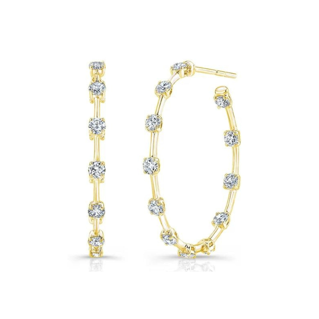 Diamond Station Hoop Earrings