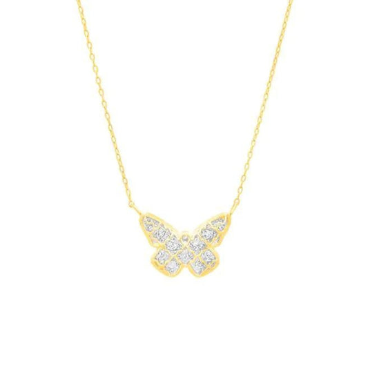 Diamond Cut Two-Tone Butterfly Necklace
