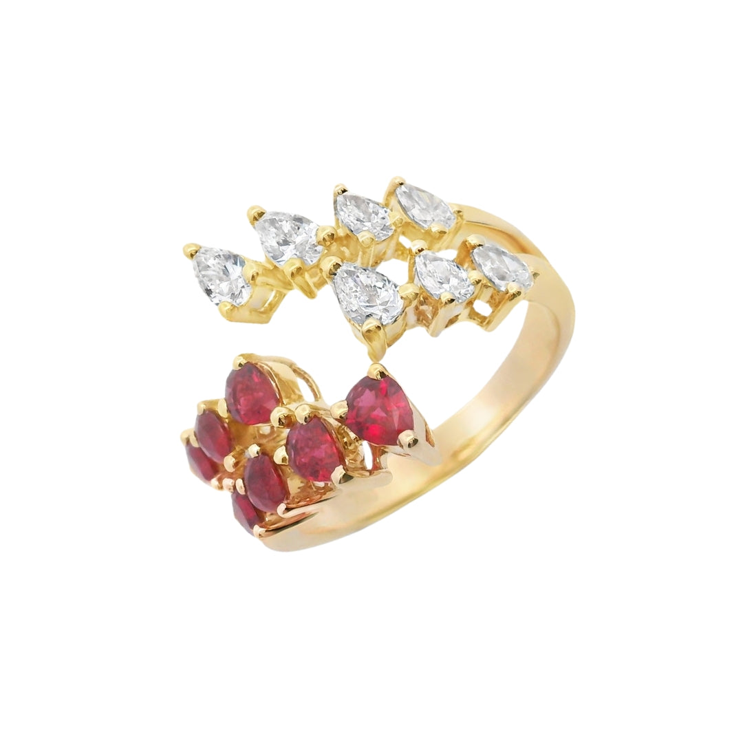 Pear Shape Ruby and Diamond Ring