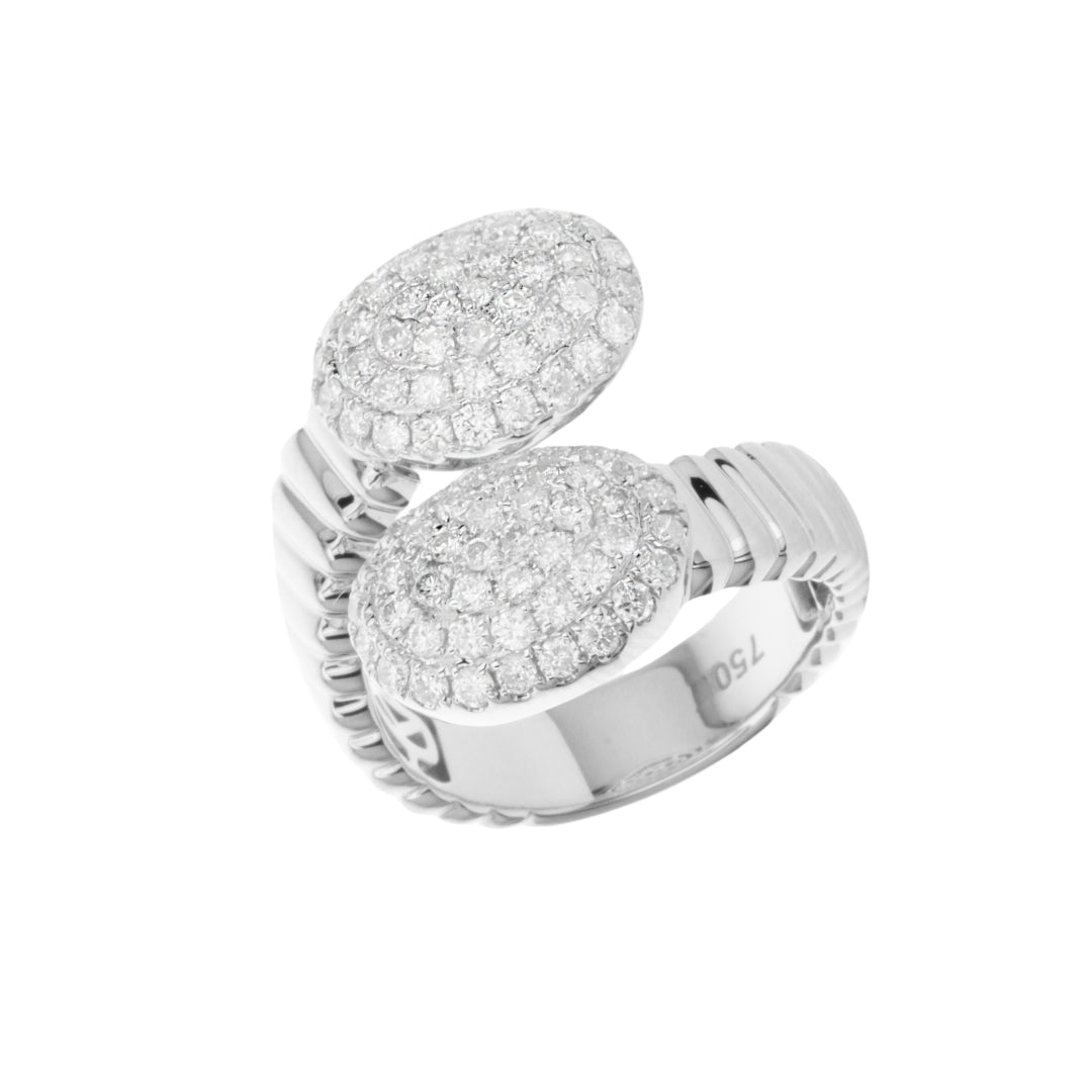 Oval Pave Diamond Bypass Ring