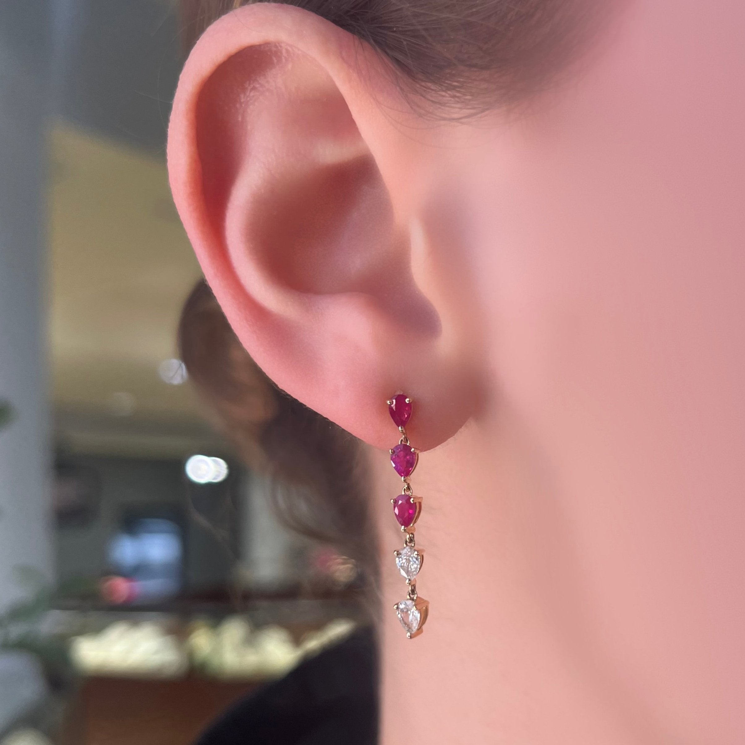 Ruby and Diamond Drop Earrings