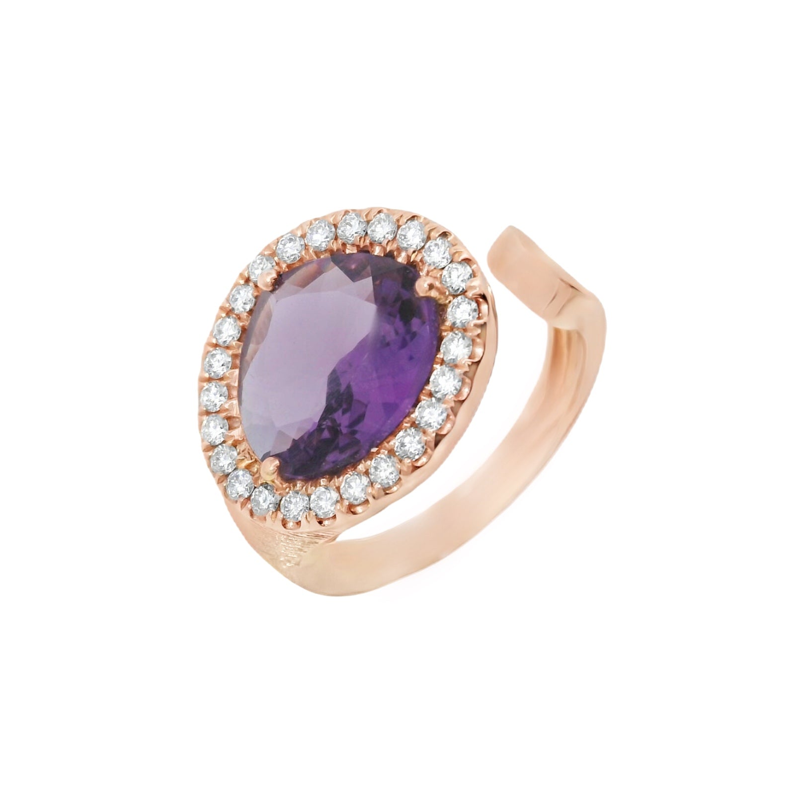 Trillion Amethyst and Diamond Ring