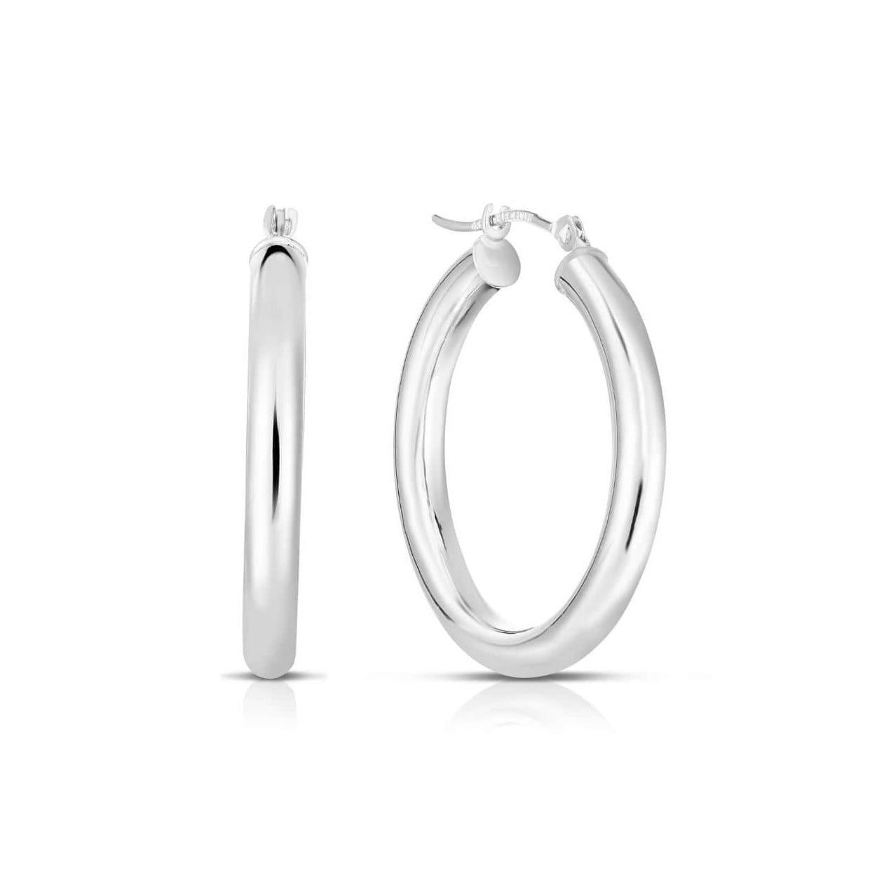 White Gold Tube Hoops