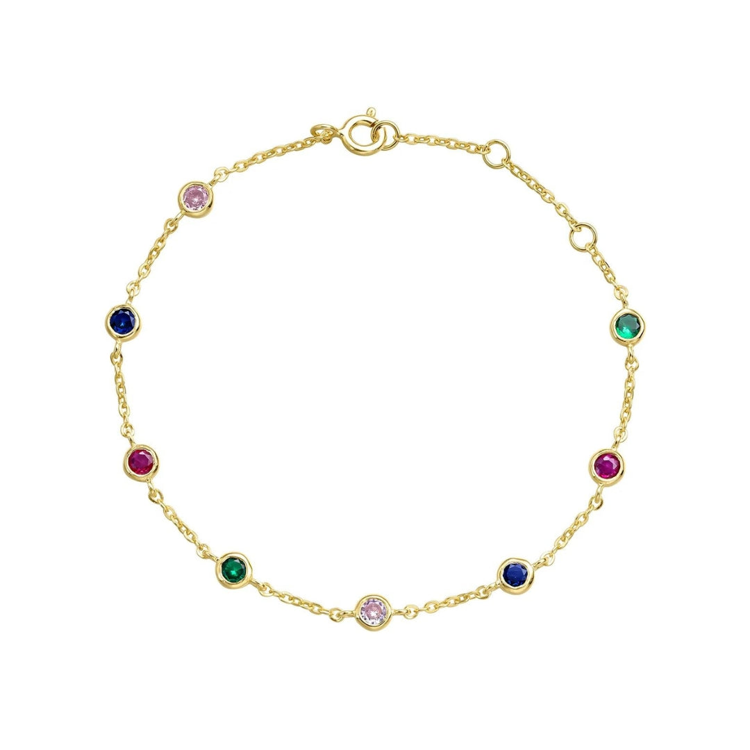 Rainbow Gemstone Station Bracelet