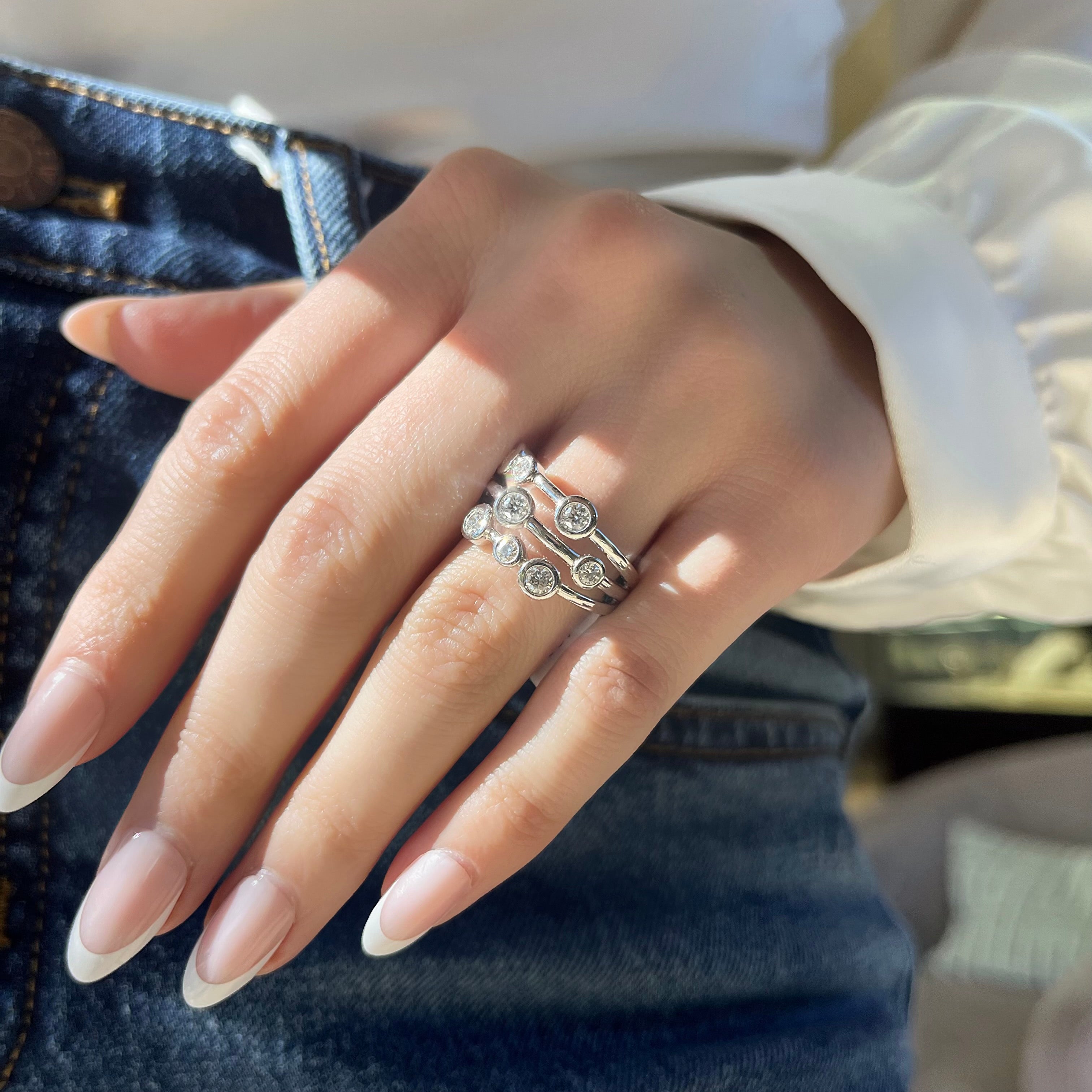 9 Stone Diamond Bezel Ring