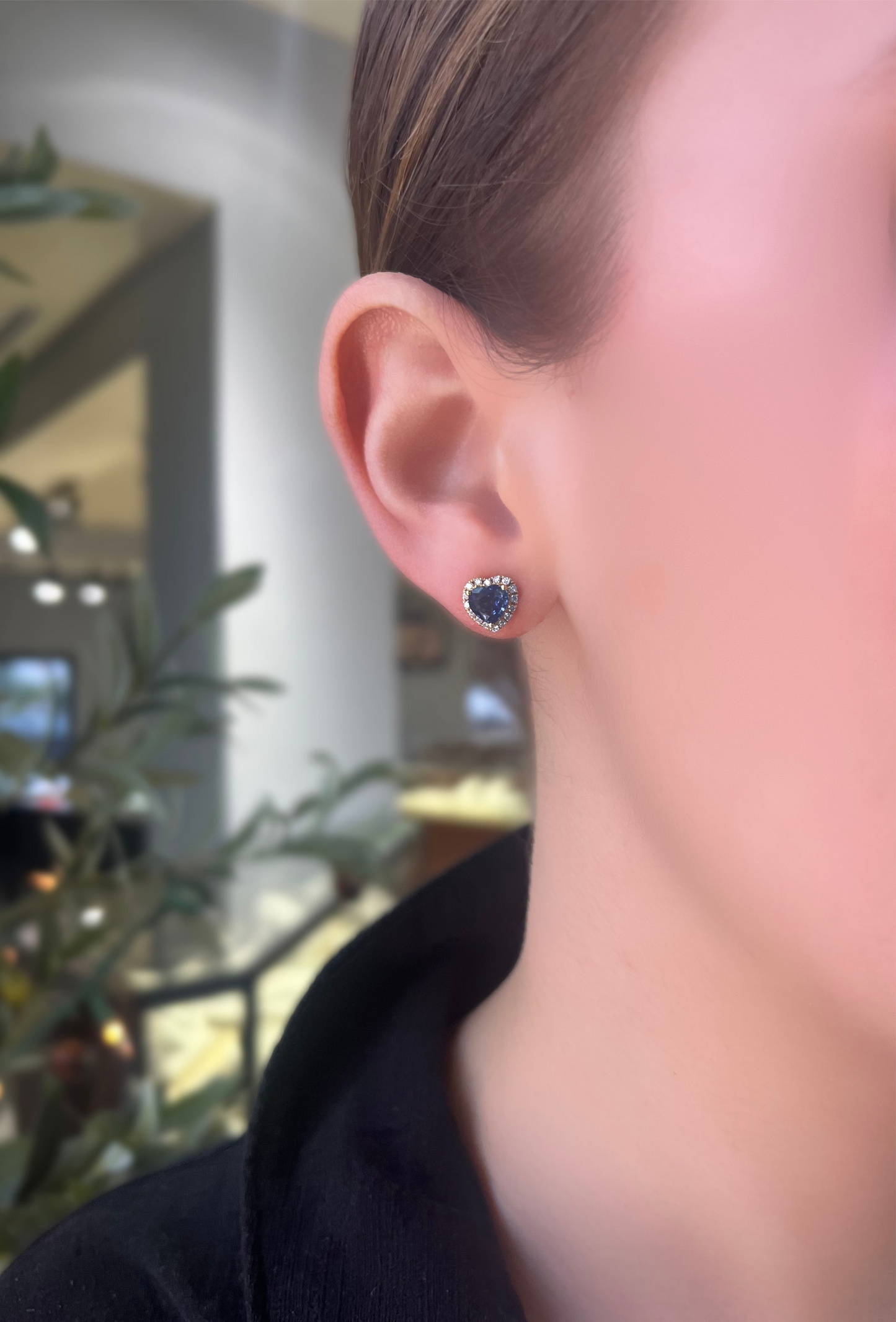 Sapphire and Diamond Heart Earrings