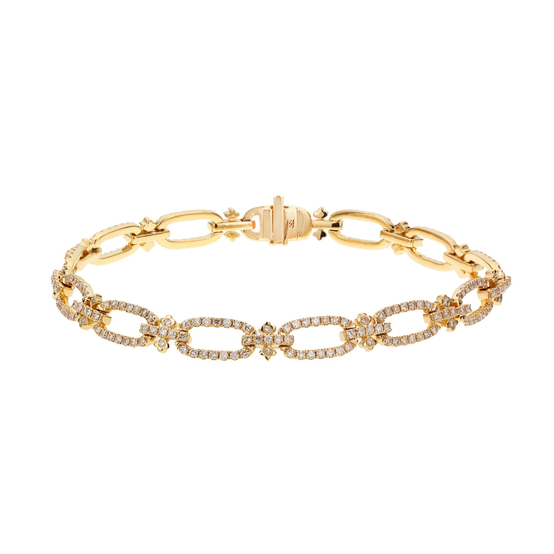 Oval Cross Link Diamond Bracelet