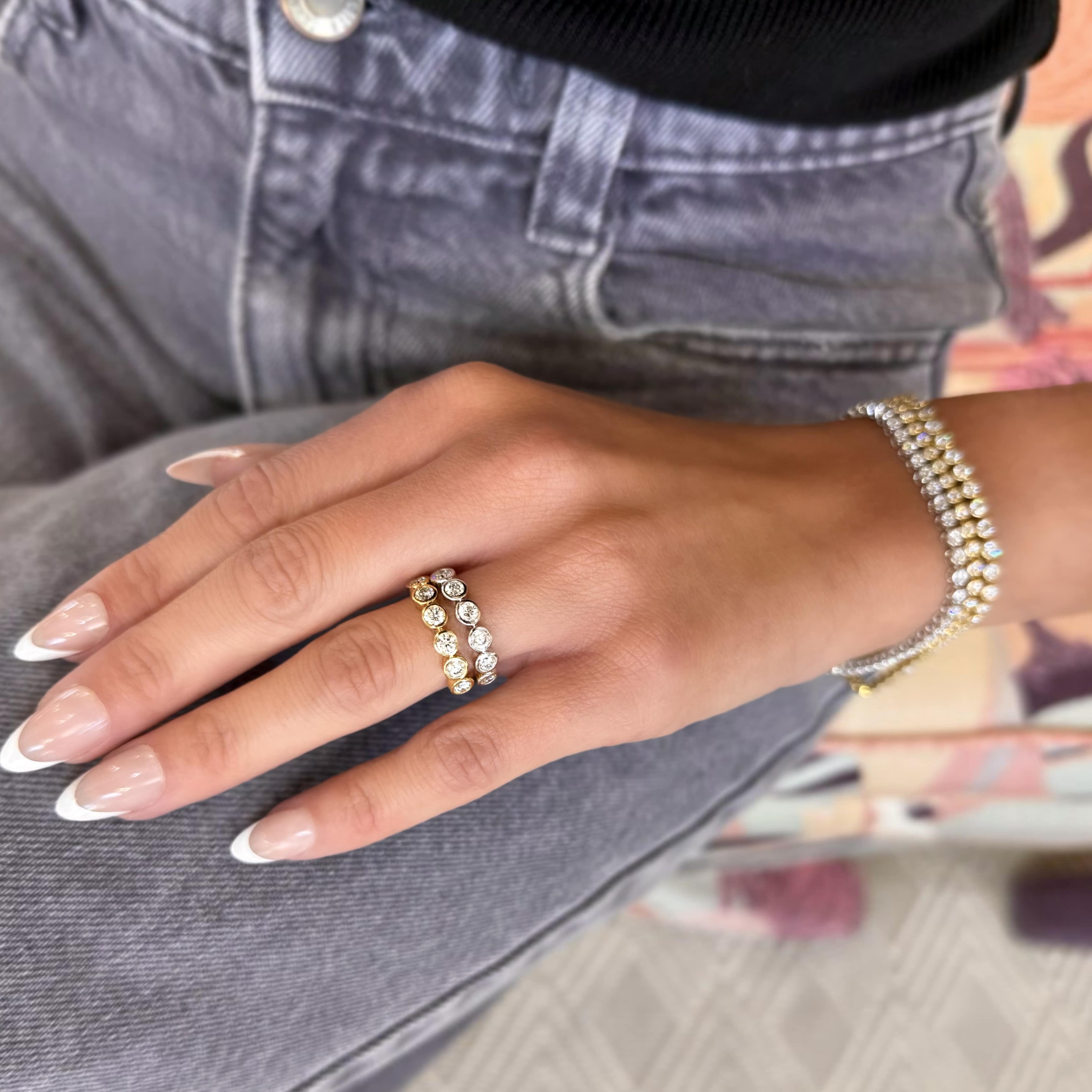 6 Stone Diamond Bezel Band