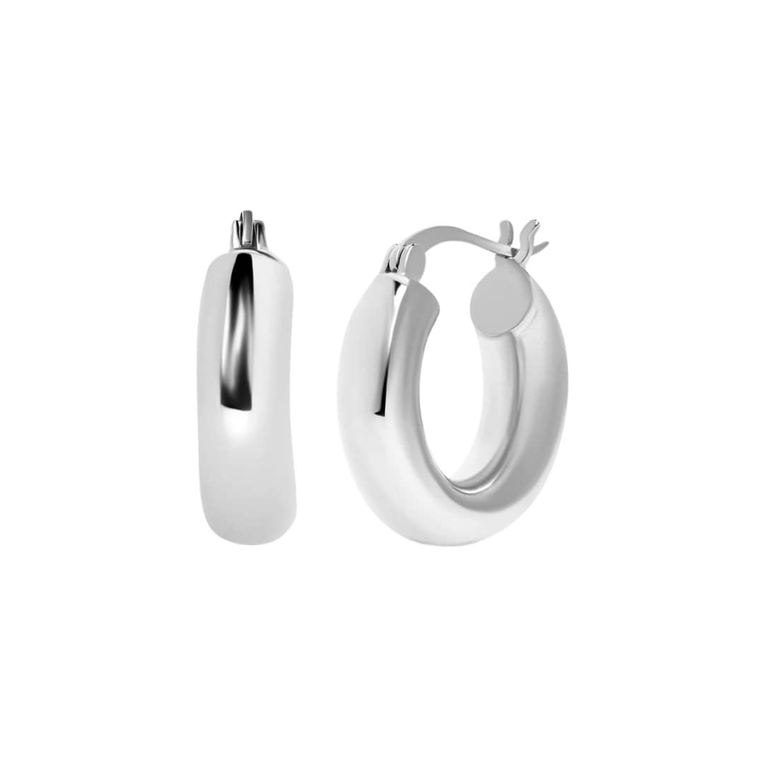 Puffy Sterling Silver Hoops