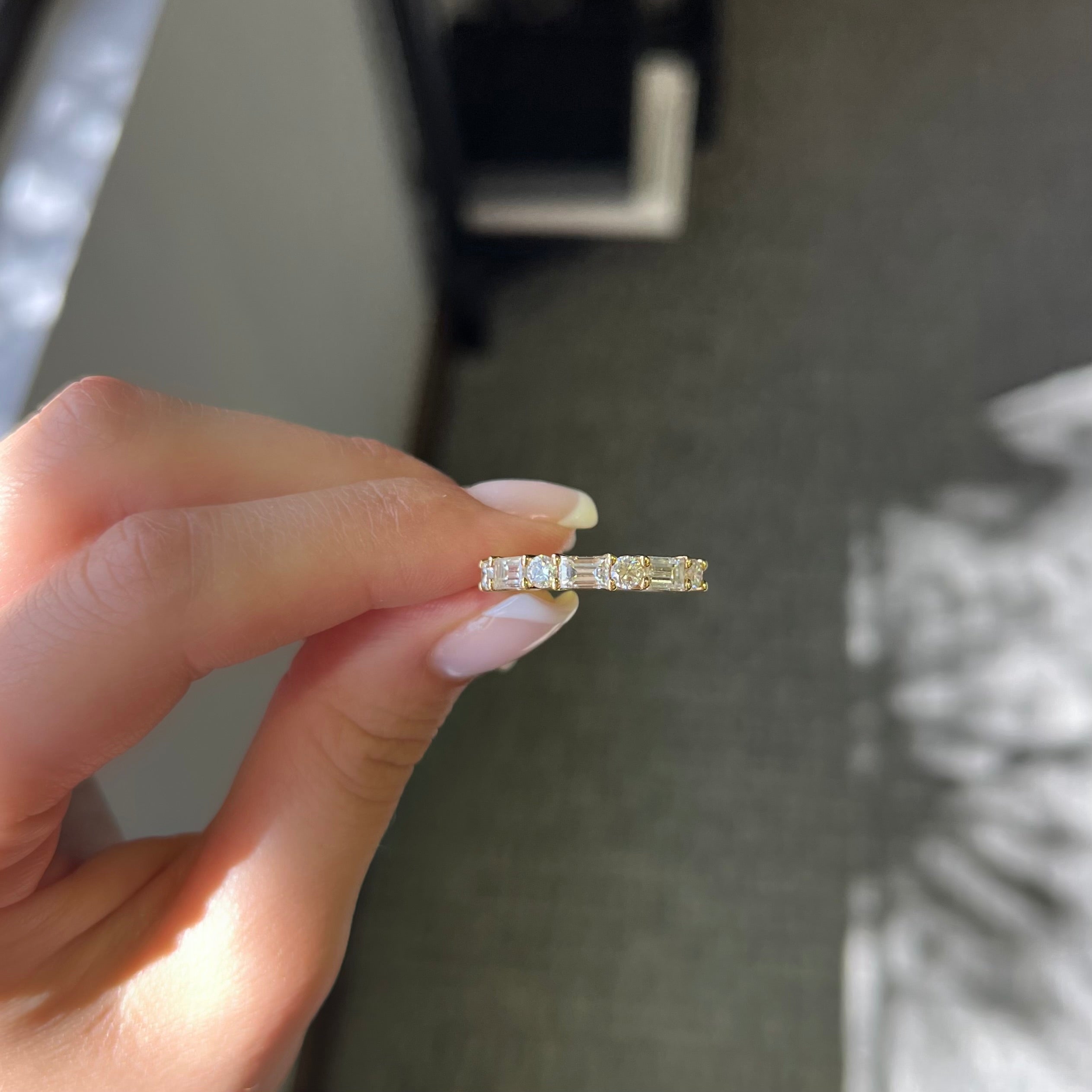 Round and Baguette Diamond Band