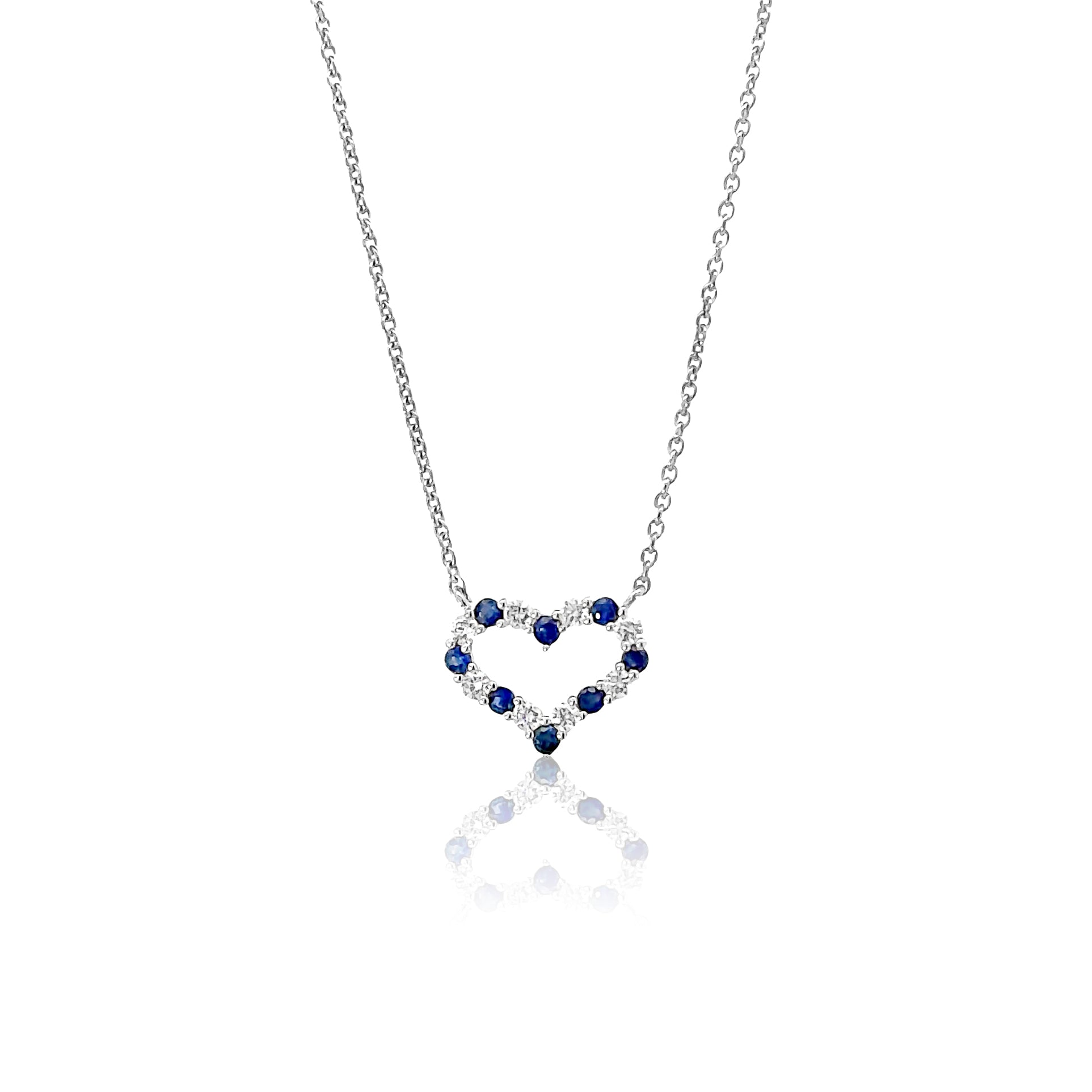 Diamond and Sapphire Heart Necklace