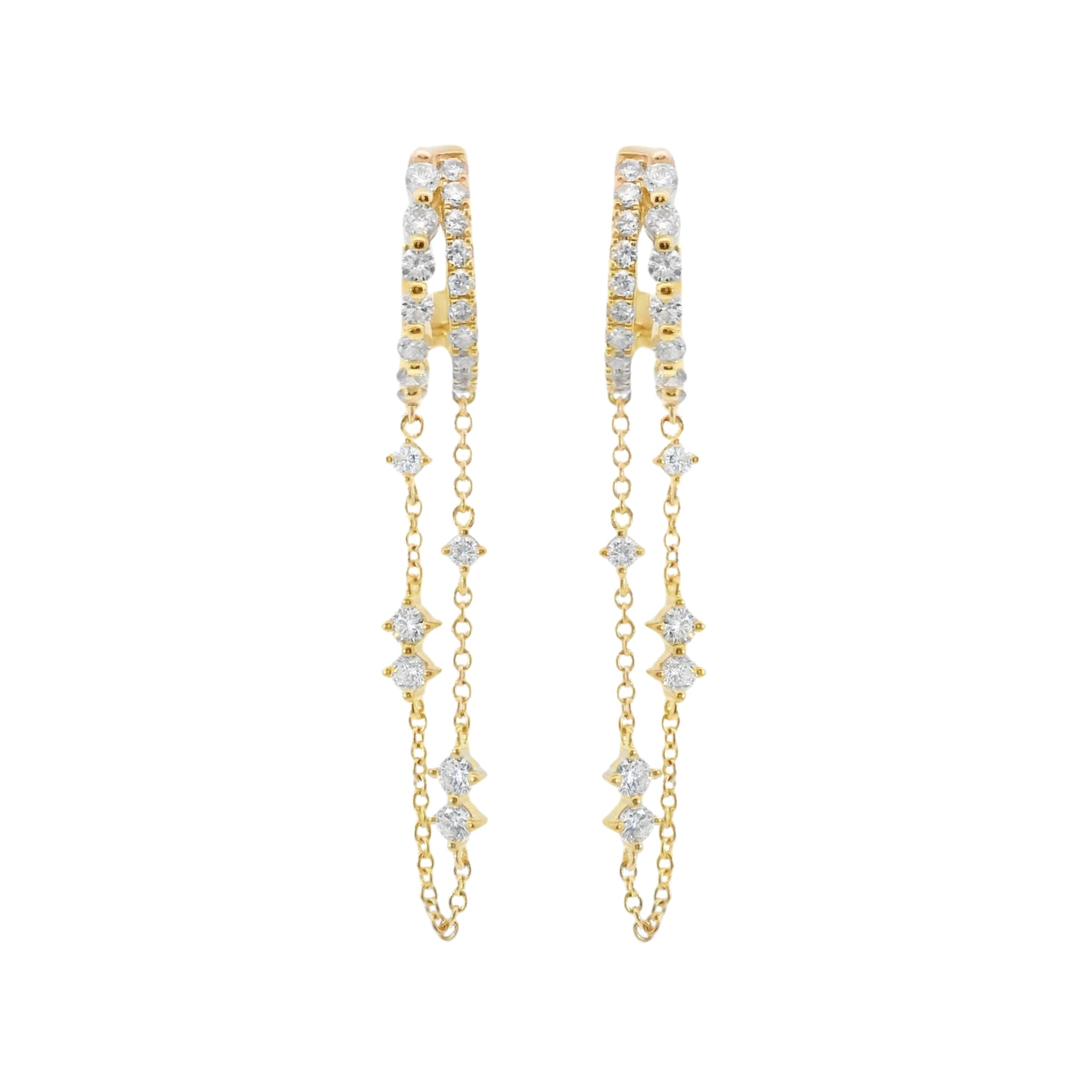 Diamond Chain Huggie Earrings