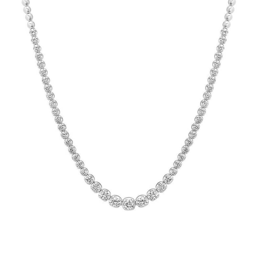 Graduated Diamond and Bead Tennis Necklace