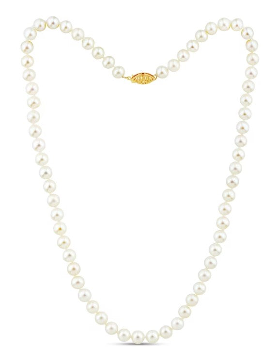 8.5-9MM JAPANESE CULTURED PEARL NECKLACE 17" WITH FILIGREE CLASP