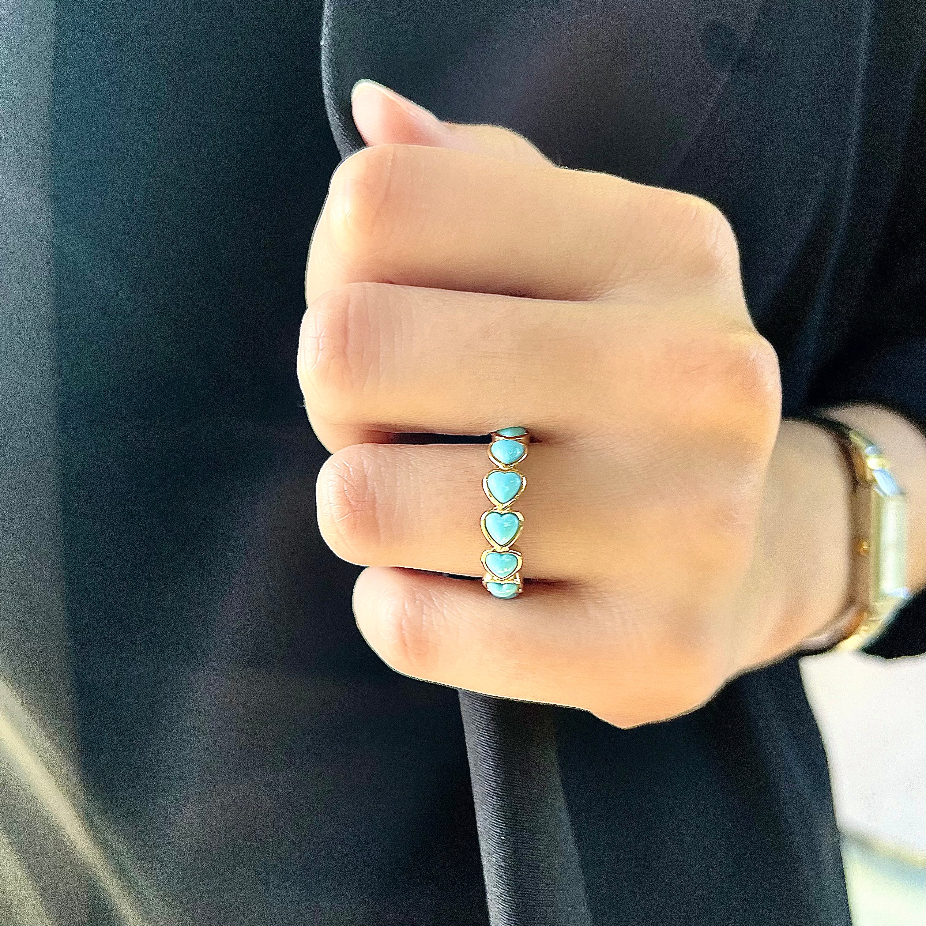 Turquoise Heart Eternity Ring