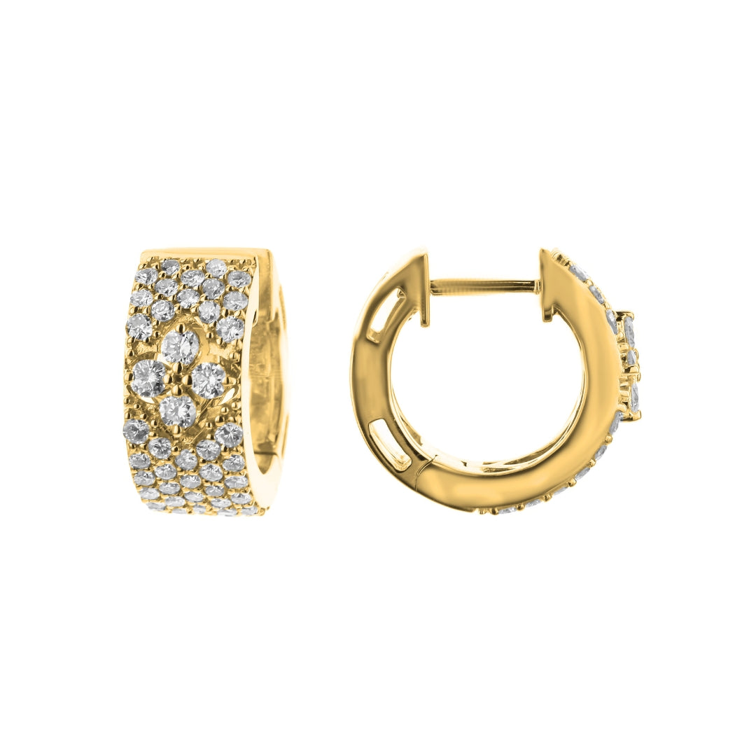 Pave Diamond Flower Hoop Earrings