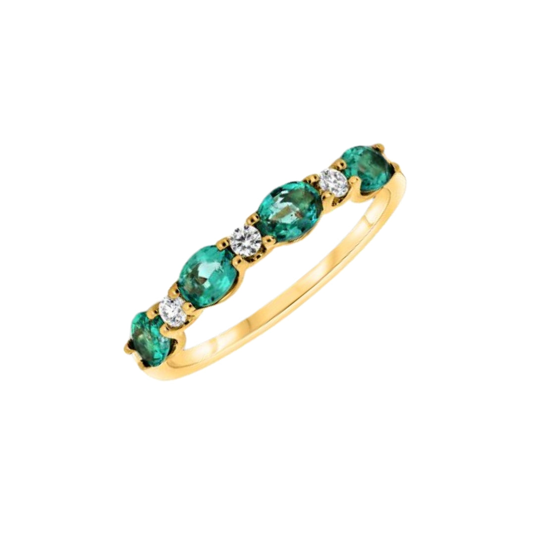 Oval Emerald and Diamond Band