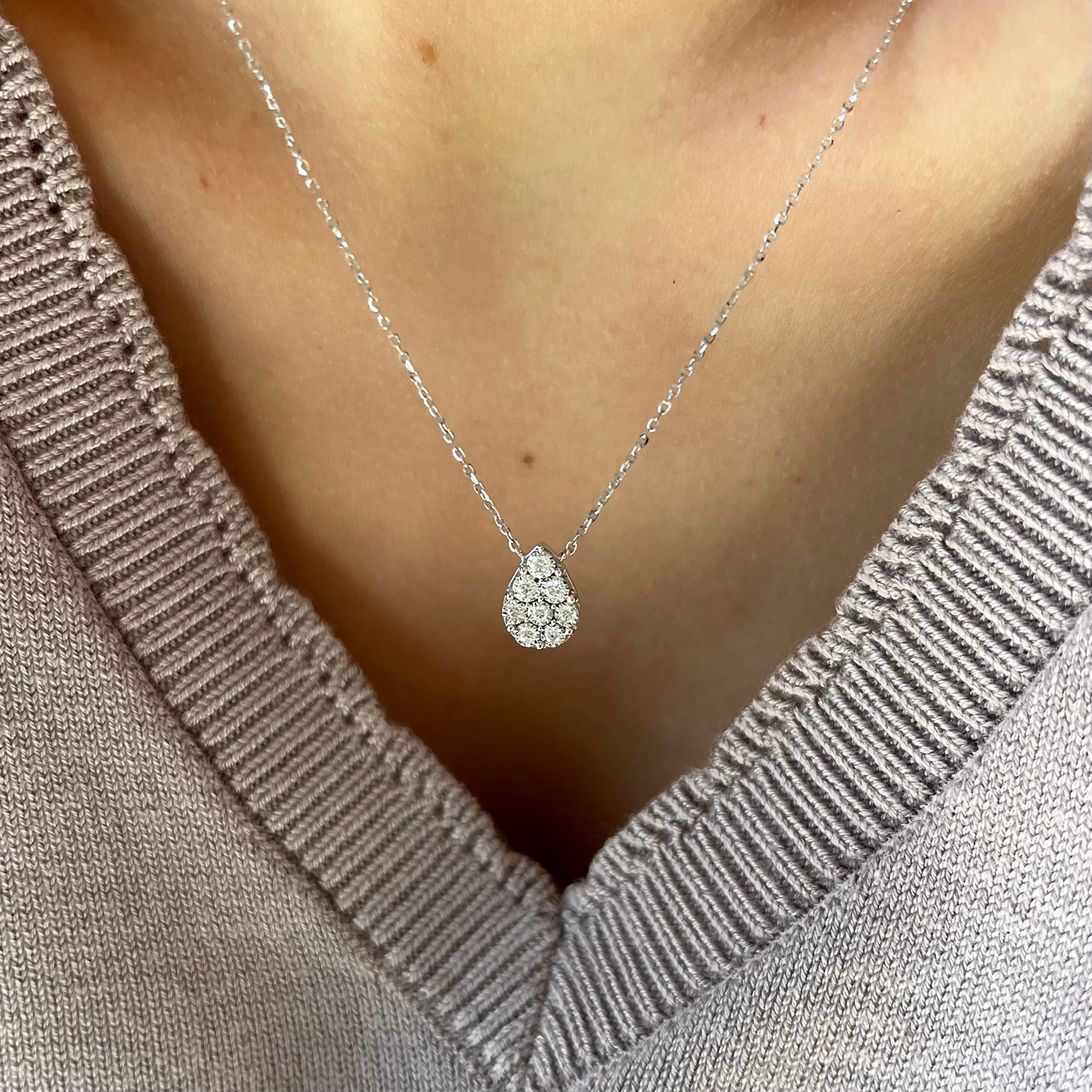 Diamond Pear Cluster Necklace