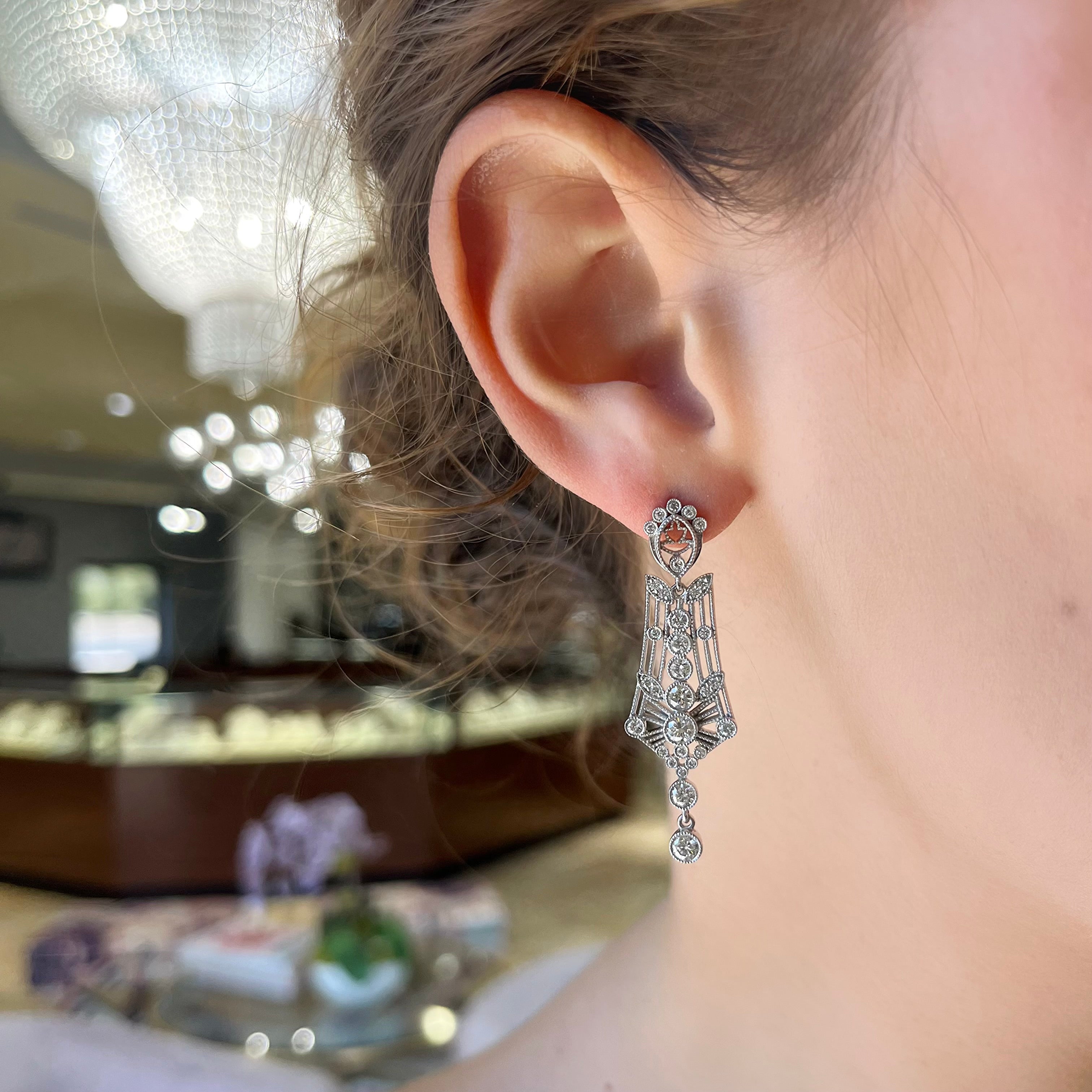 Diamond Deco Drop Earrings