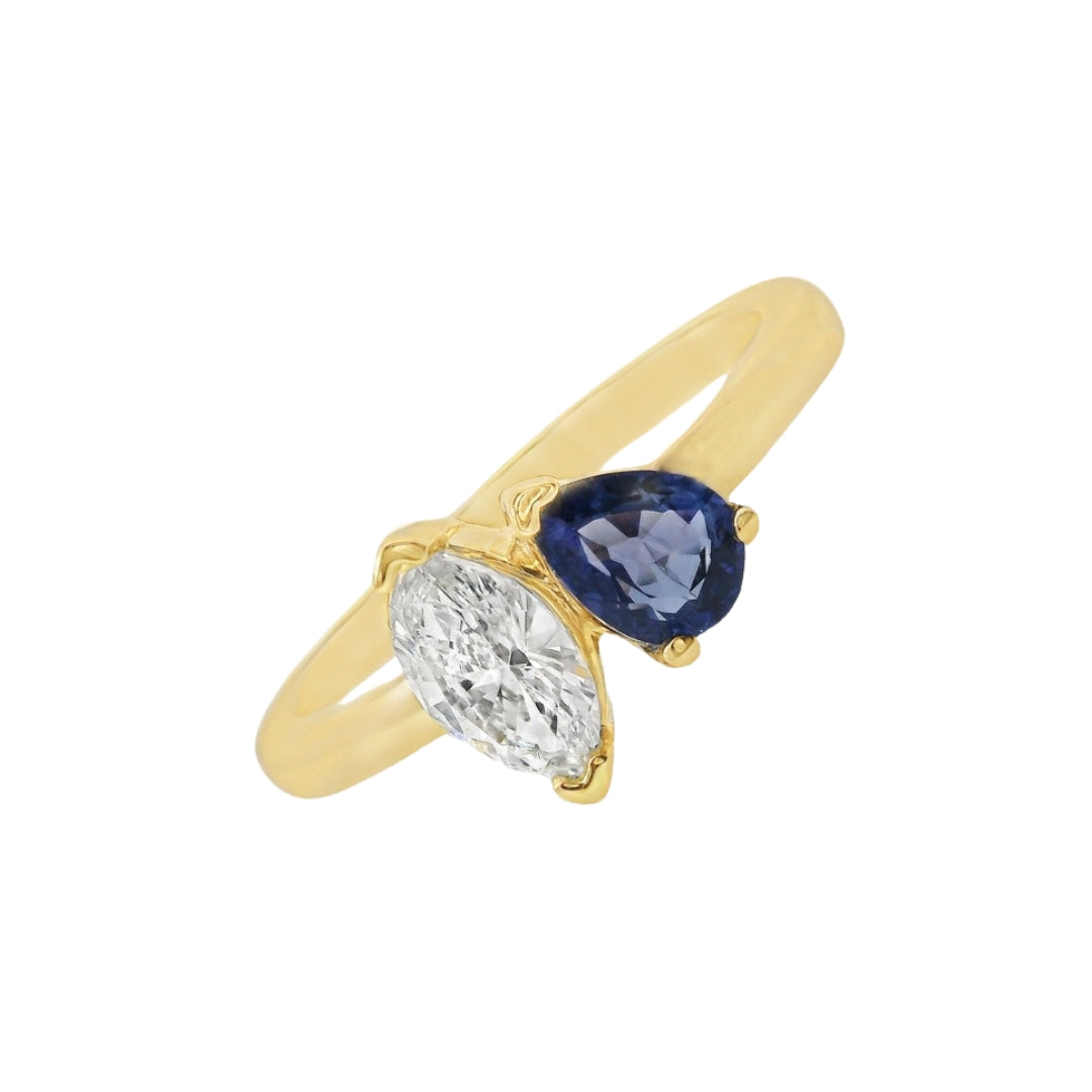 Sapphire and Diamond Toi Et Moi Ring