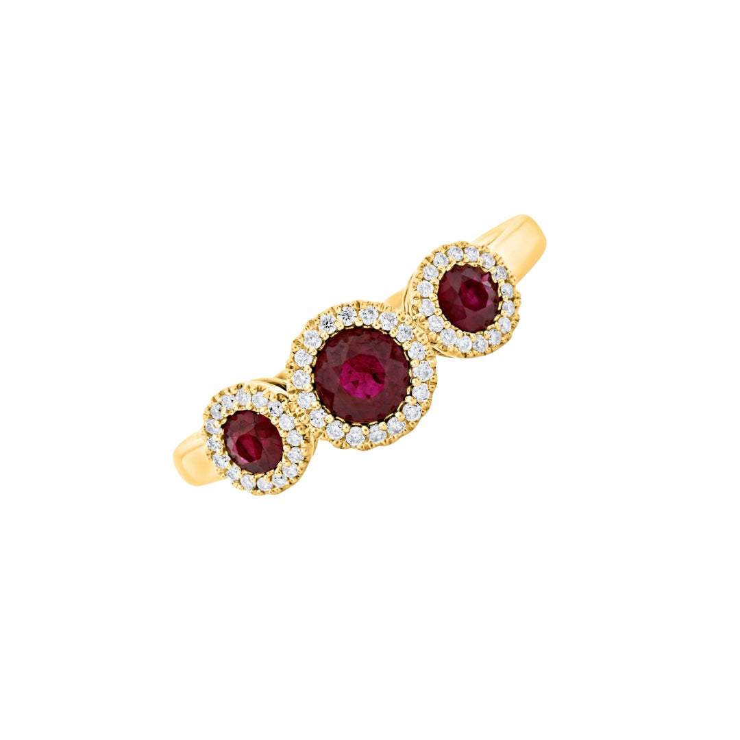 3 Stone Ruby and Diamond Ring