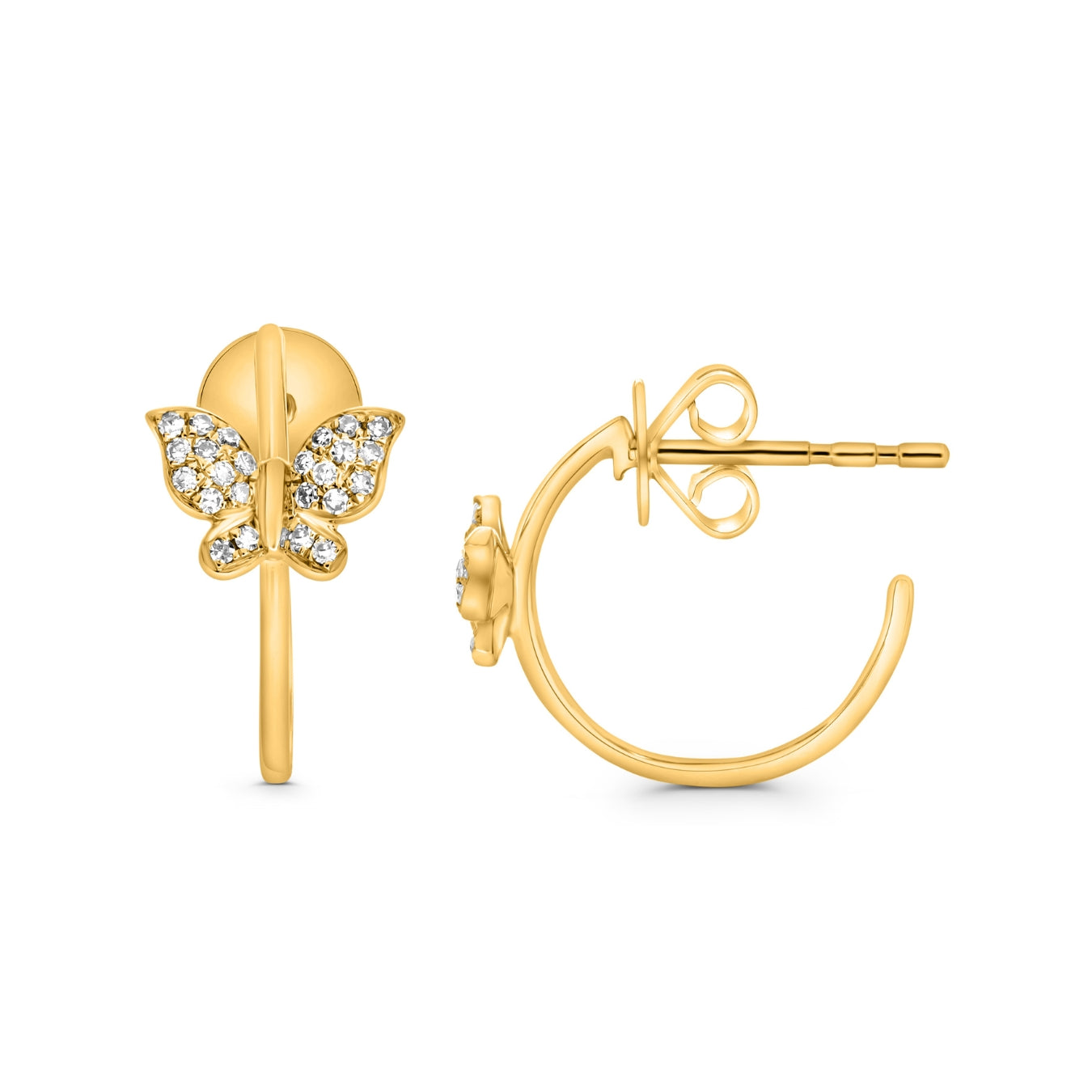 DIAMOND BUTTERFLY HUGGIE EARRINGS