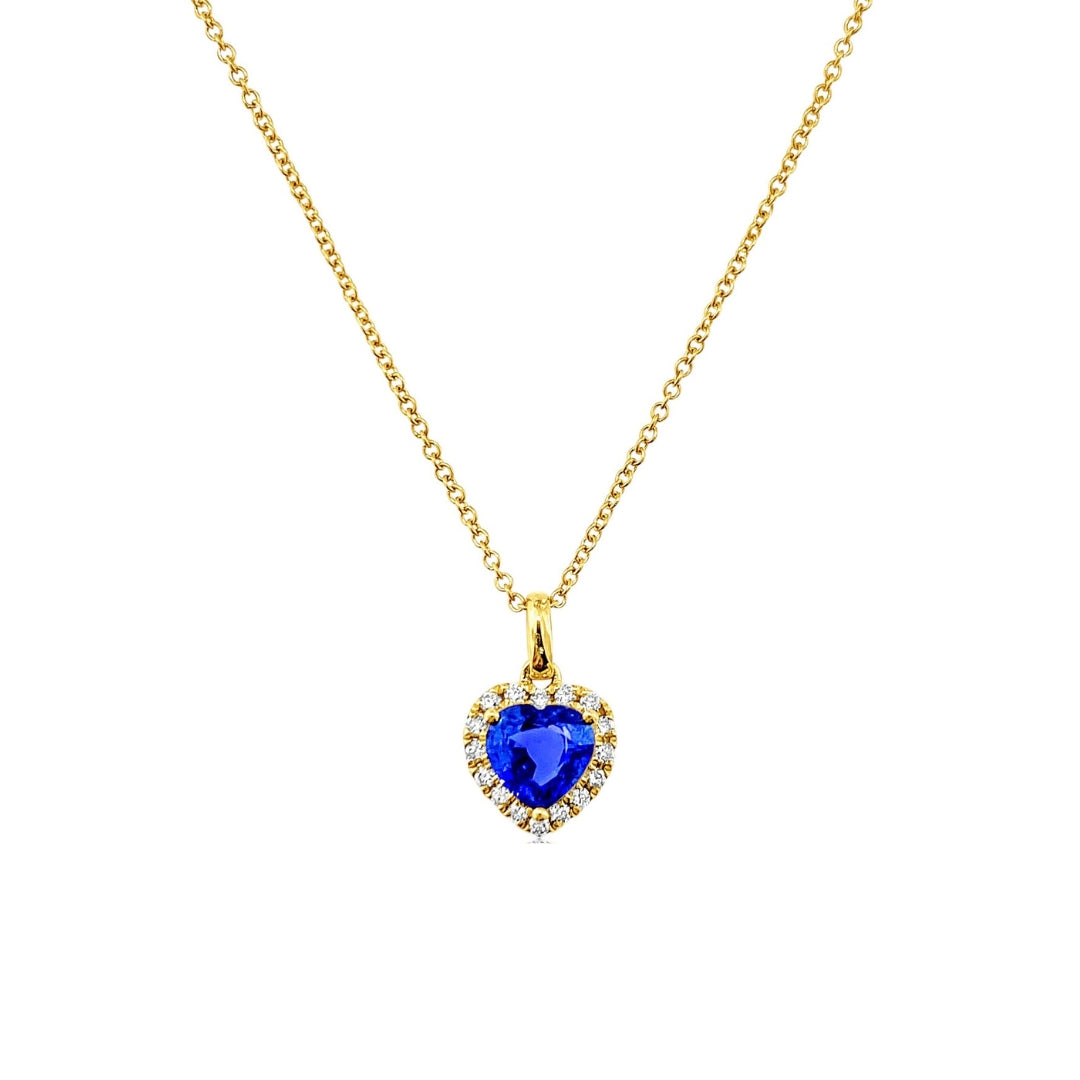 Sapphire and Diamond Heart Necklace