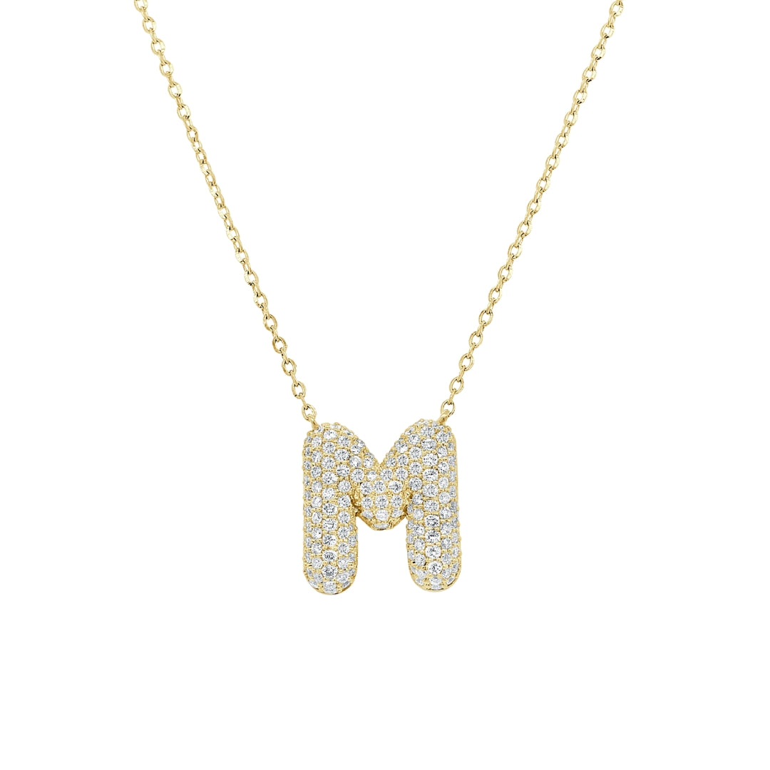 Puffy Diamond Initial Necklace