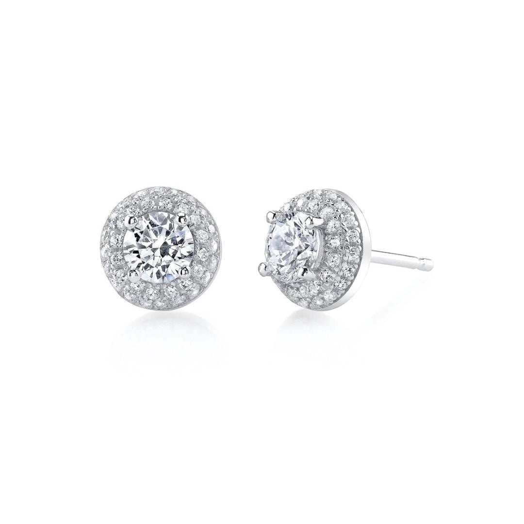 Pave Diamond Halo Stud Earrings