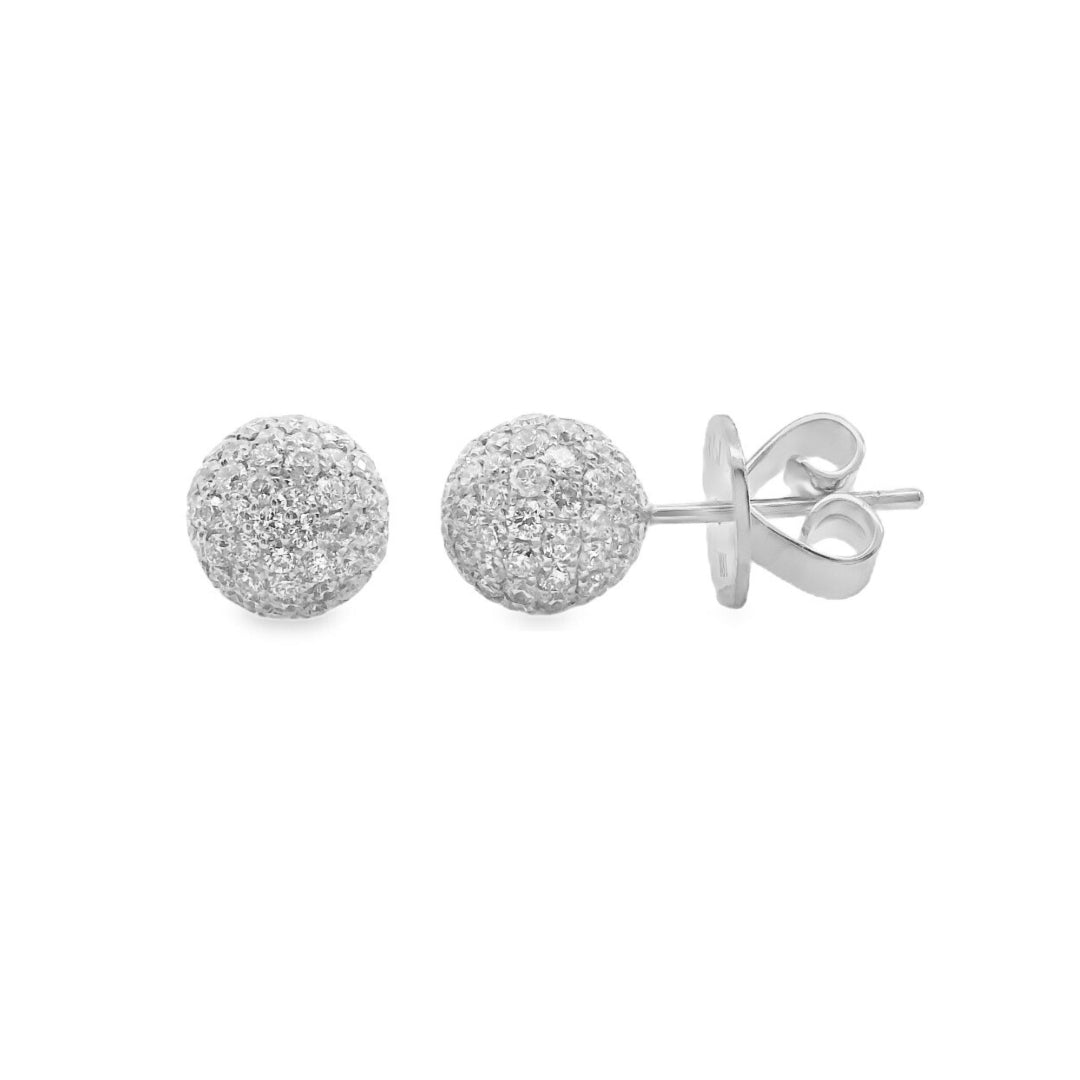 Pave Diamond Disco Ball Stud Earrings