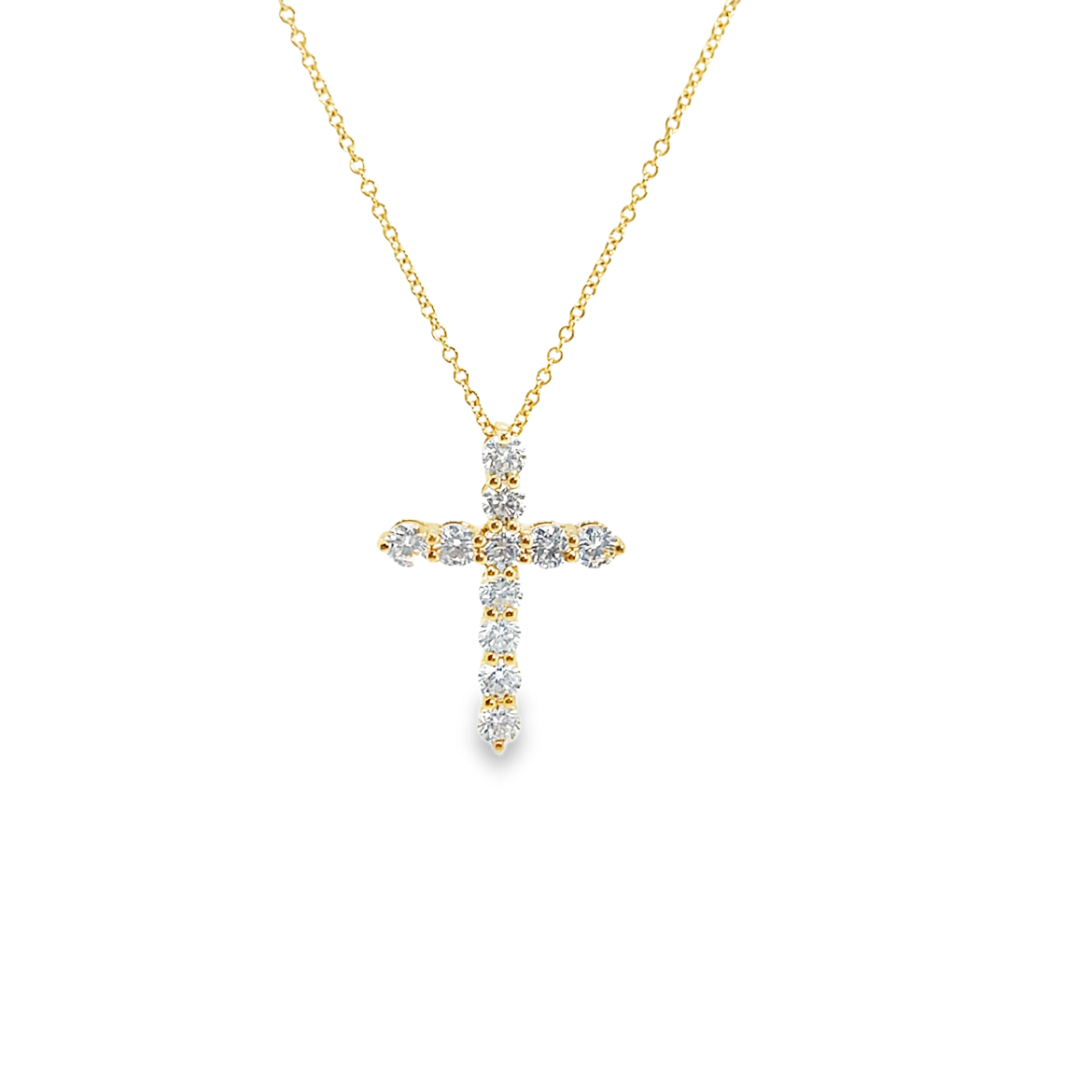 Diamond Cross Pendant Necklace in Yellow Gold