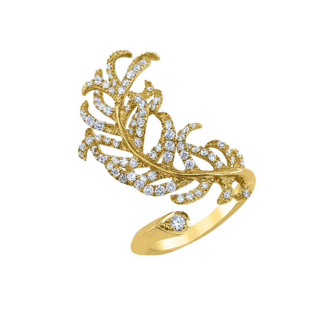 Diamond Feather Statement Ring