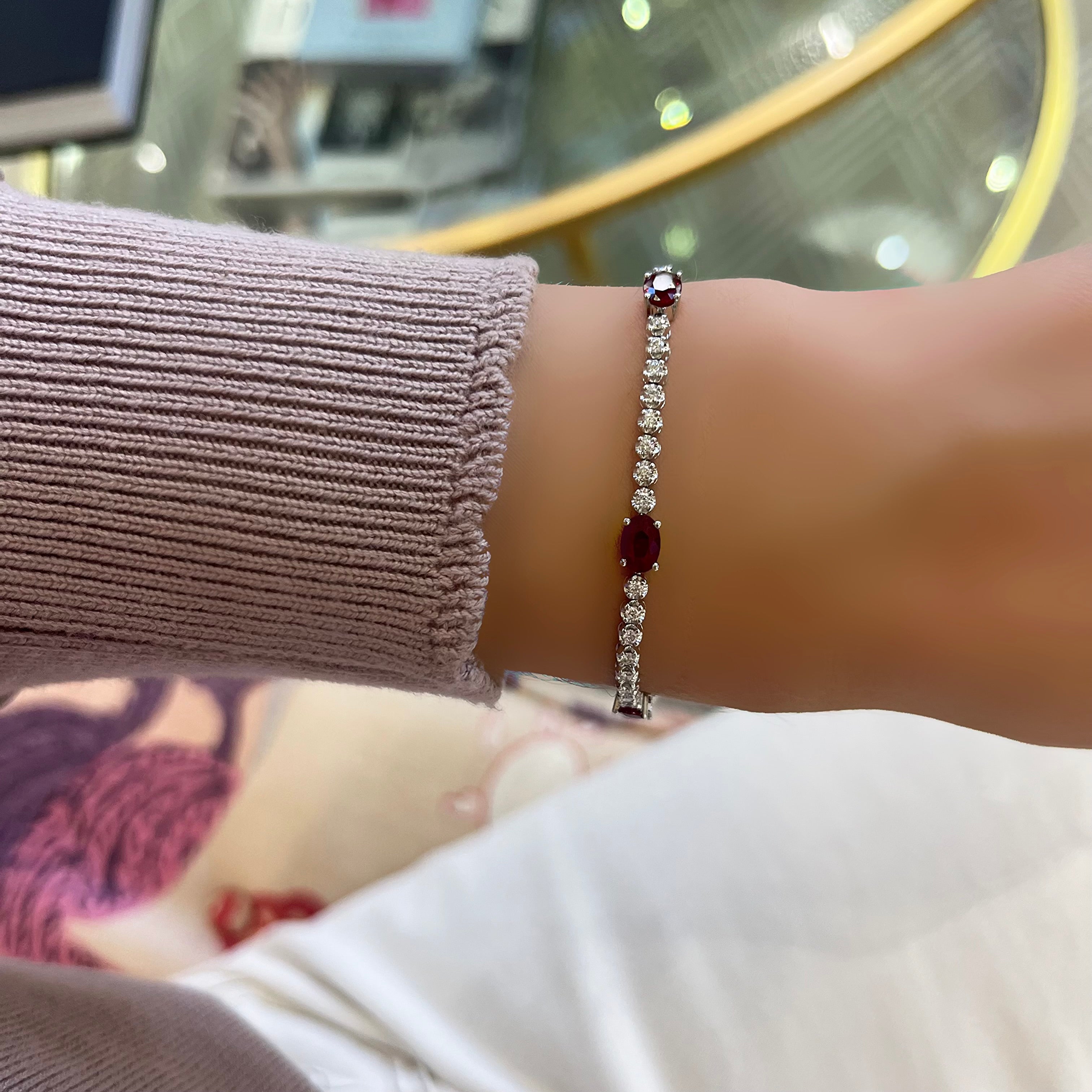 Oval Ruby and Diamond Tennis Bracelet