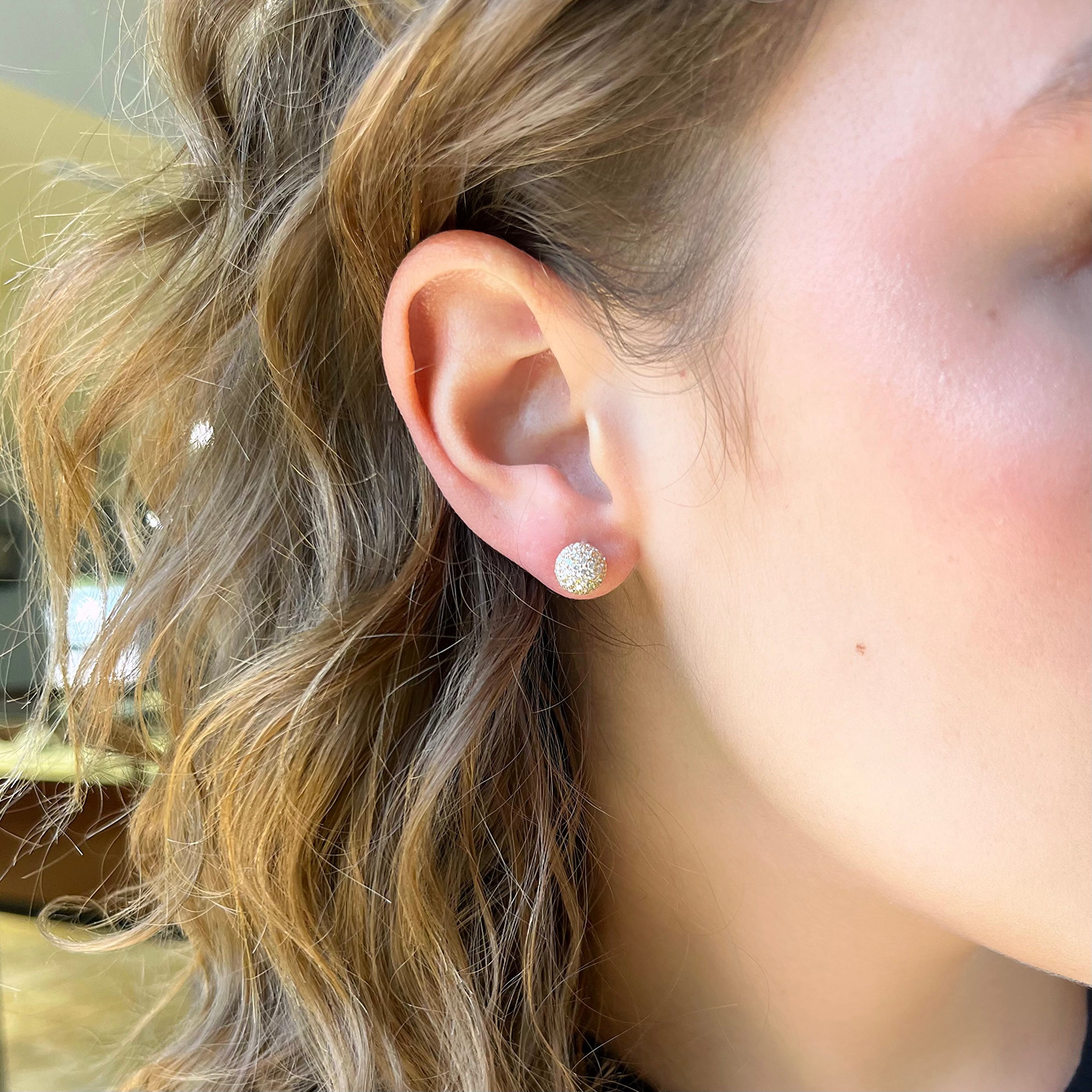 Pave Diamond Disco Ball Stud Earrings