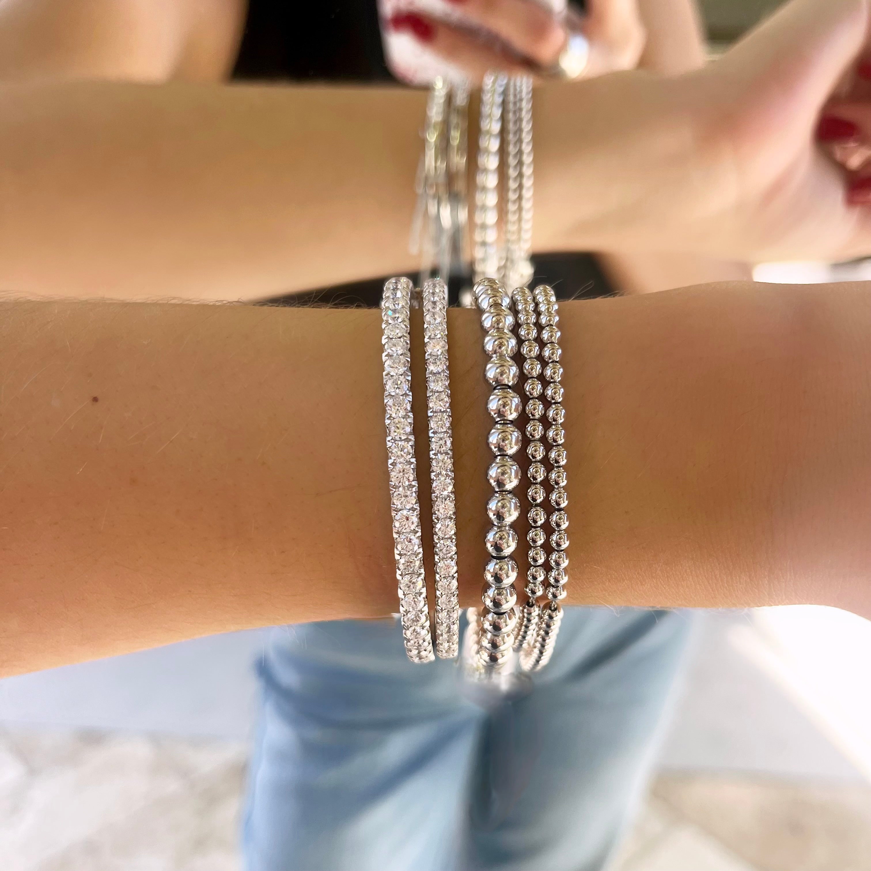 White Gold Beaded Bracelet