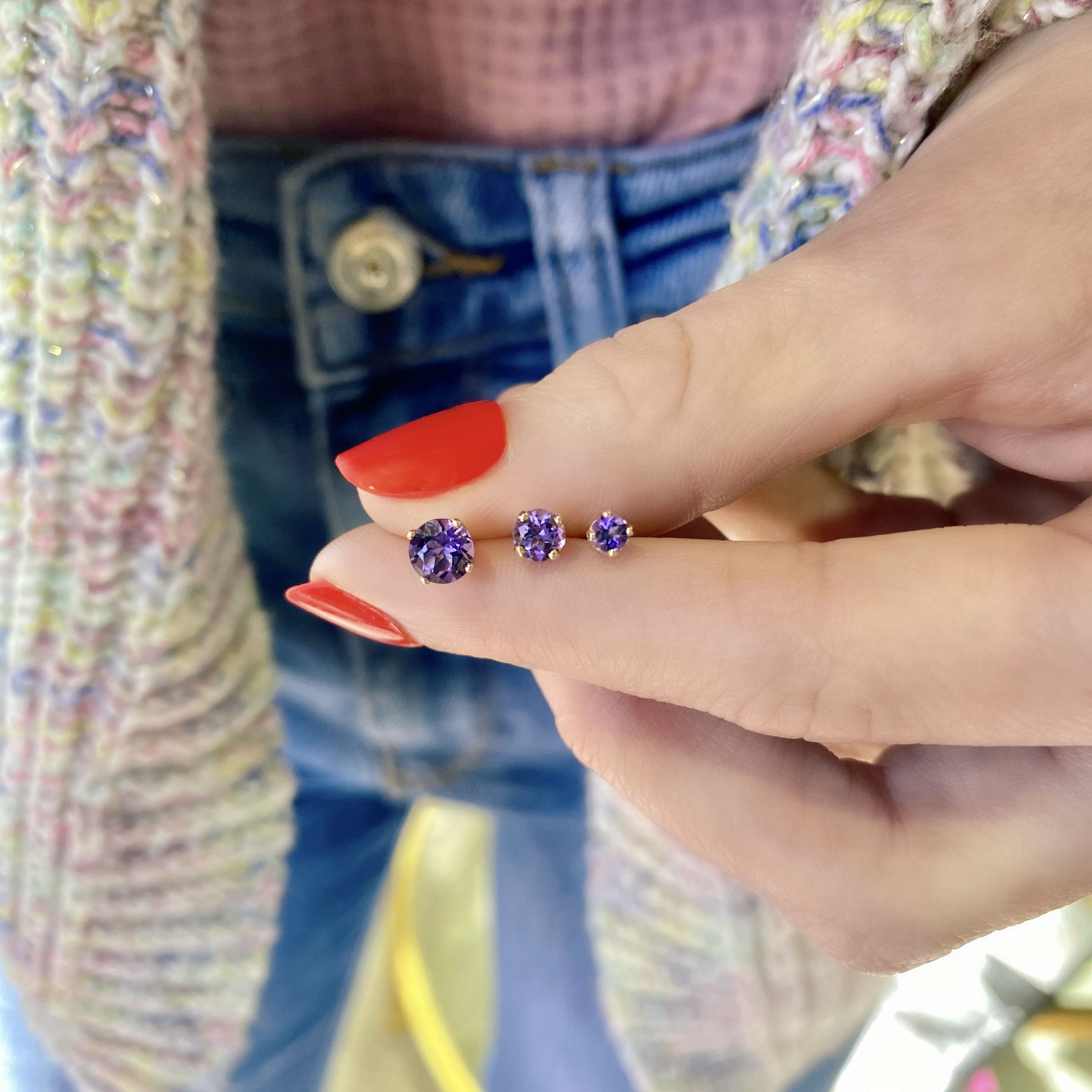 Amethyst Birthstone Studs