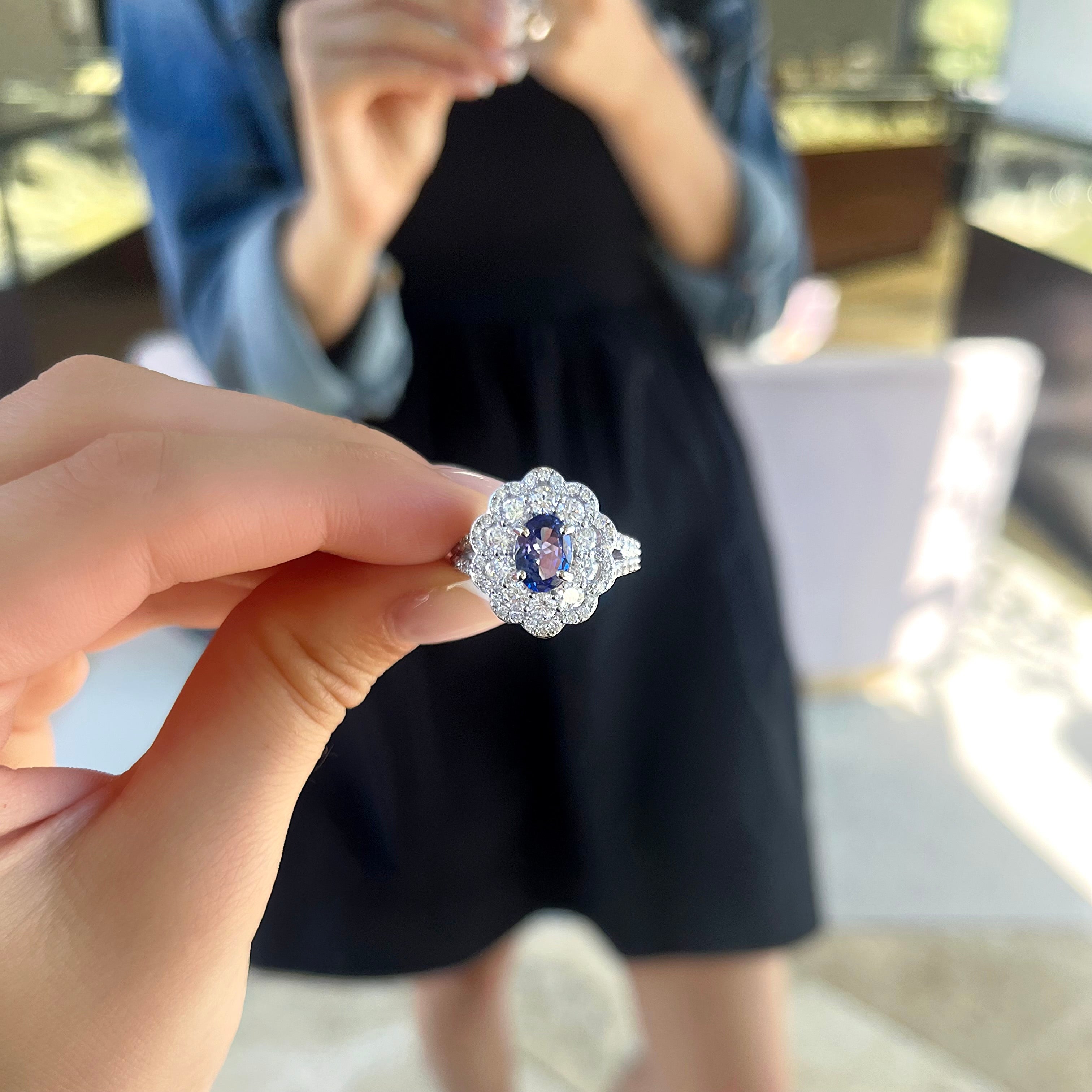 Oval Tanzanite and Diamond Ring