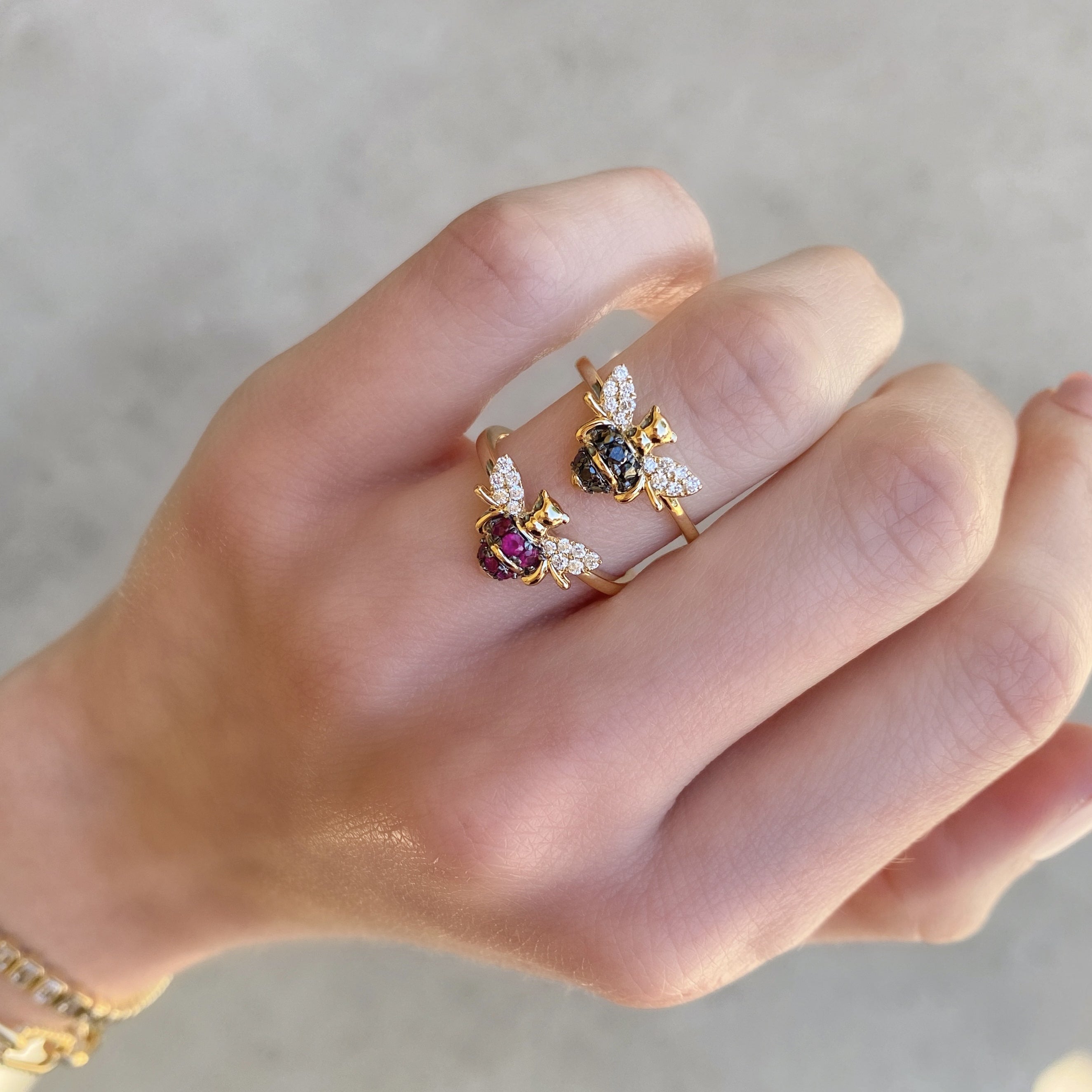 Ruby and Diamond Bee Ring