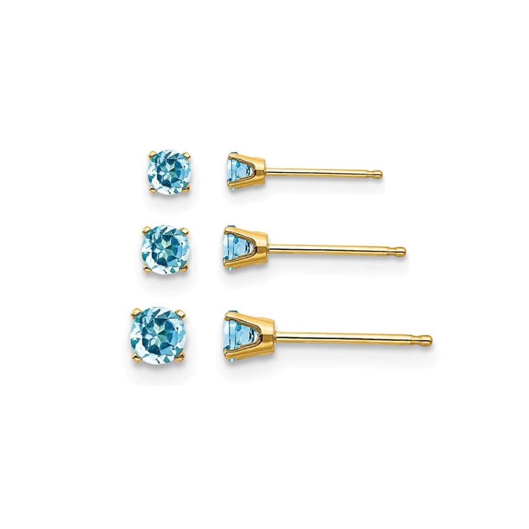 Blue Topaz Birthstone Studs