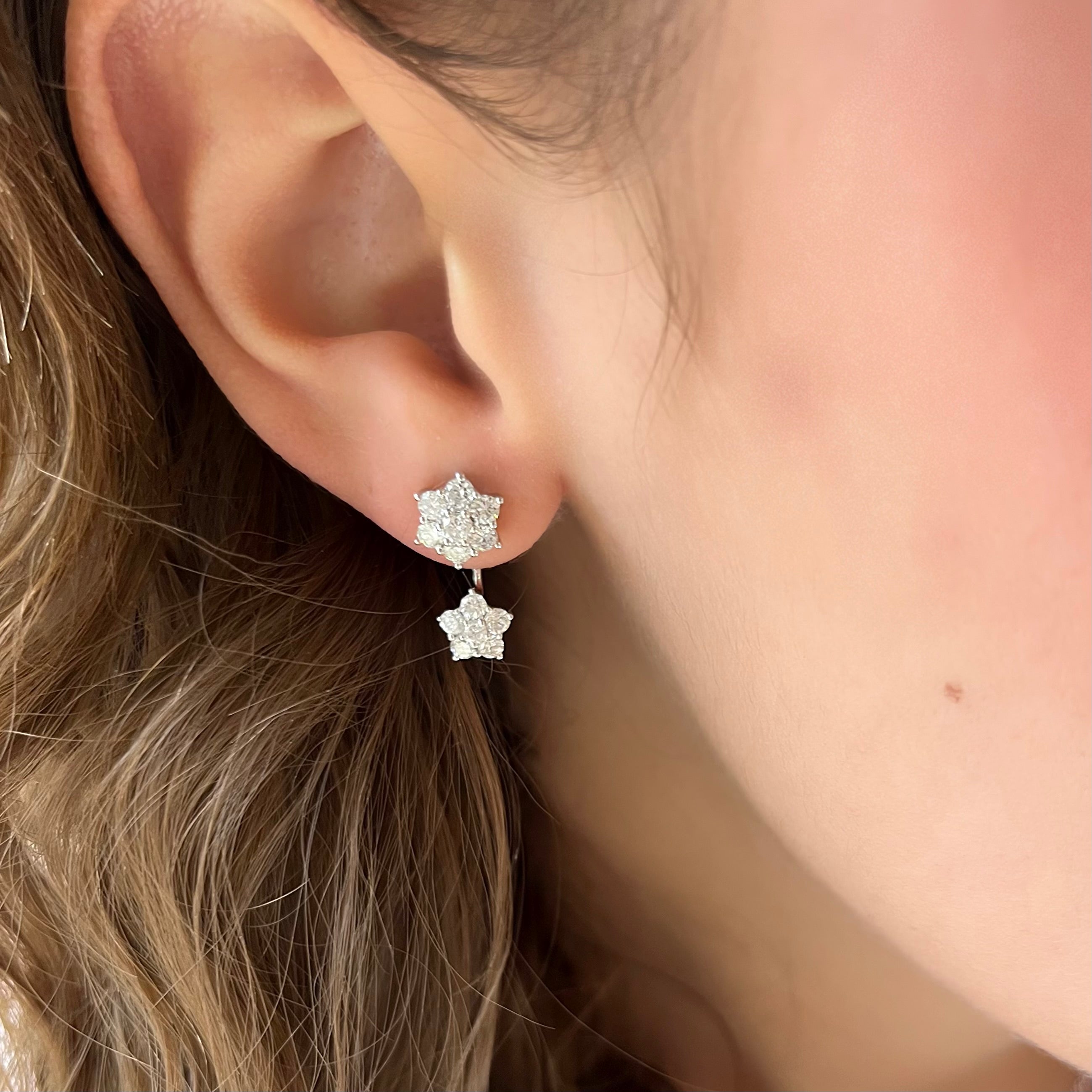 Diamond Star Drop Jacket Earrings