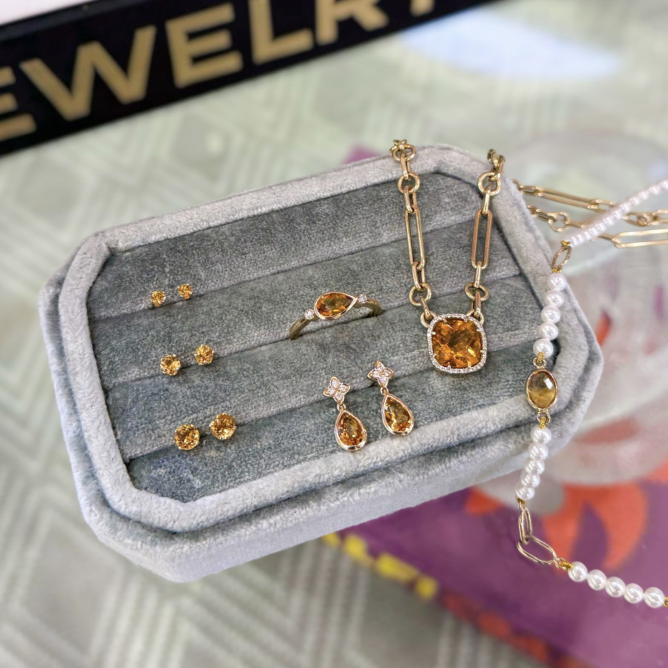 Citrine and Diamond Pendant Necklace