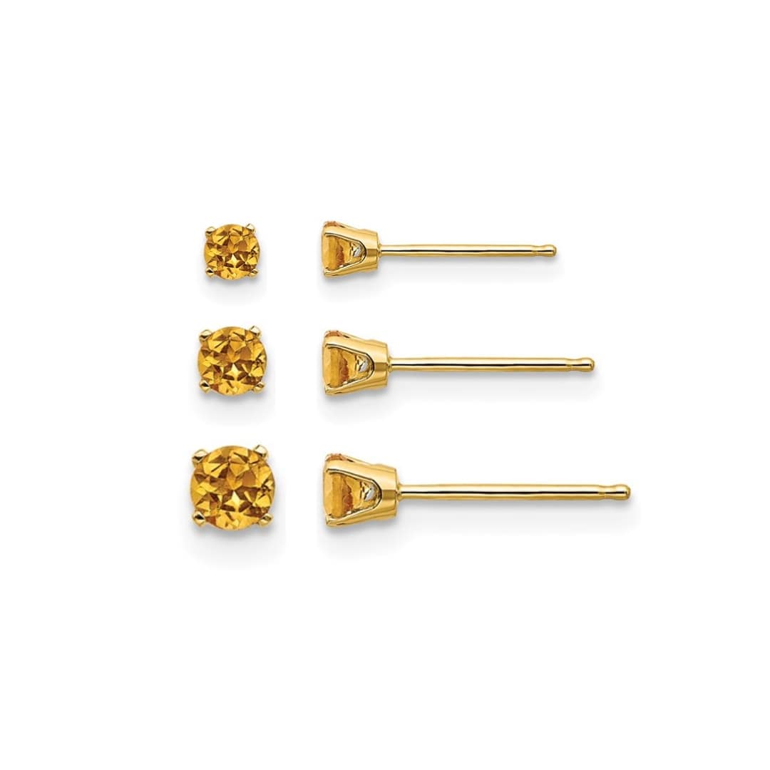 Citrine Birthstone Studs