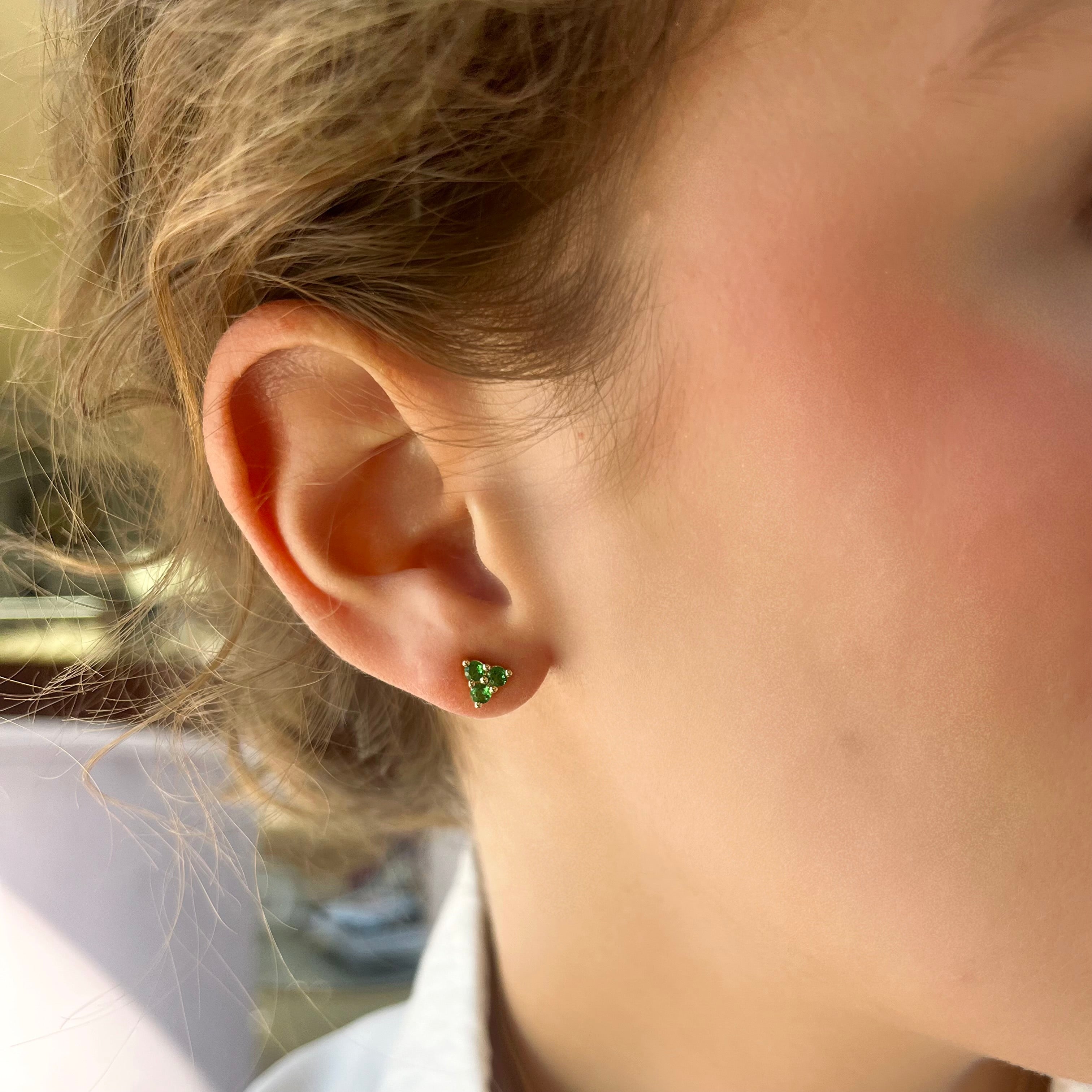 Mini Emerald Triangle Earrings