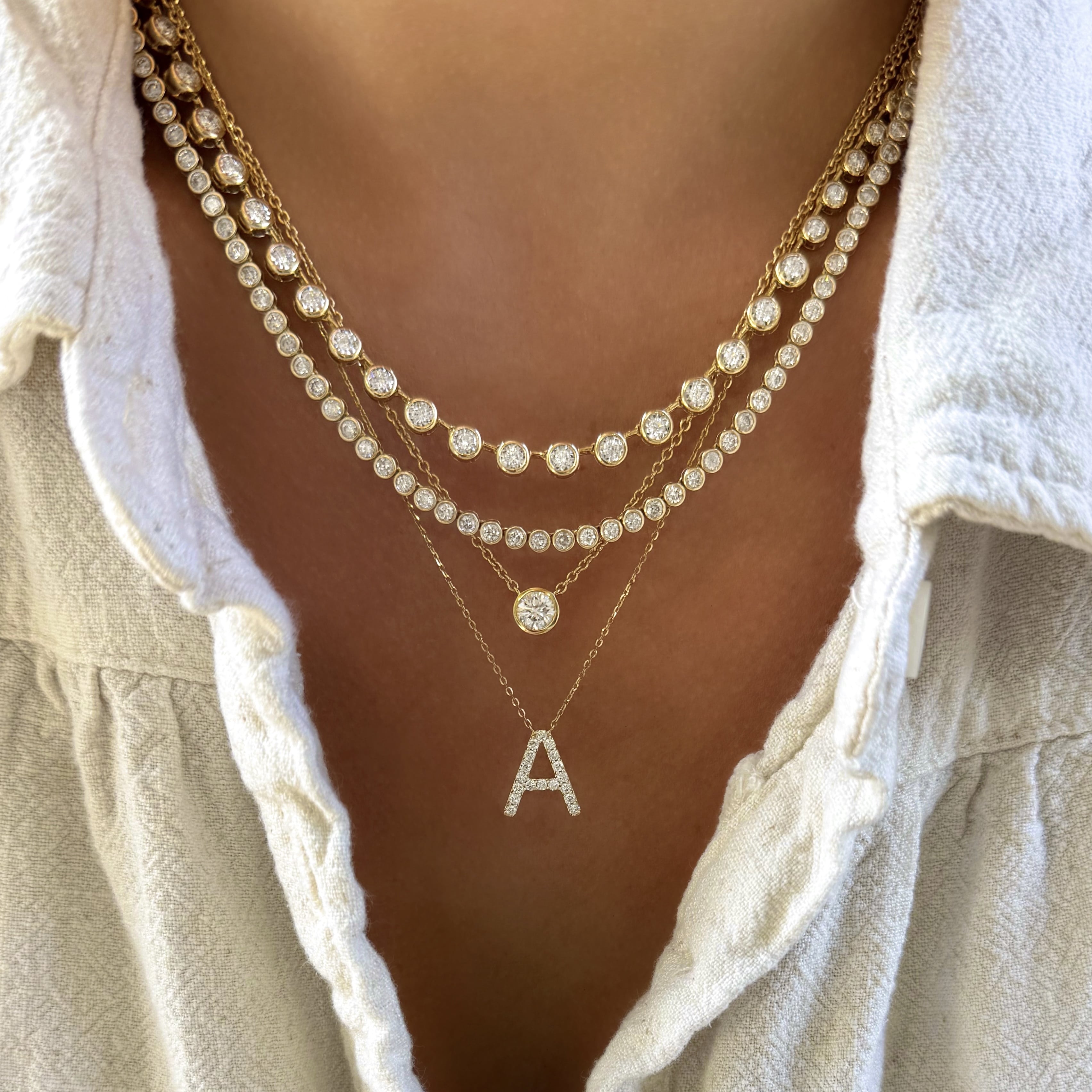 Pave Diamond Initial Necklace
