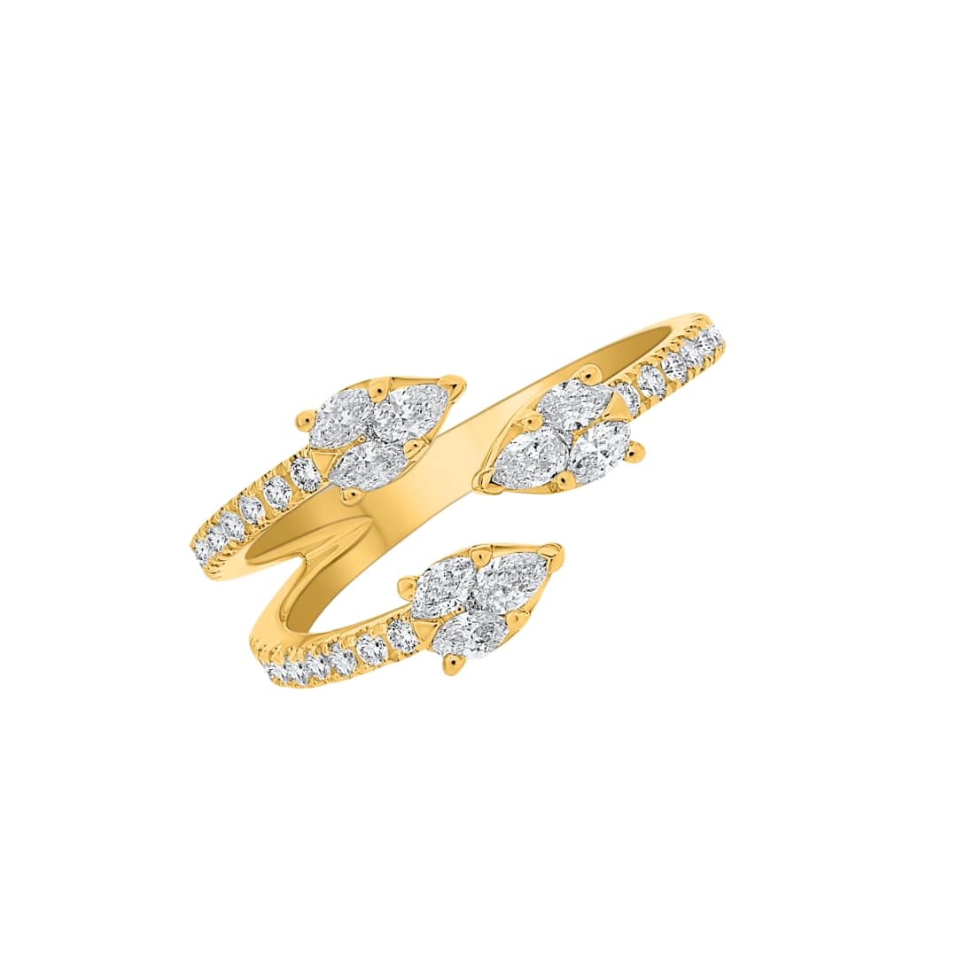 Marquise Pear and Round Diamond Wrap Ring