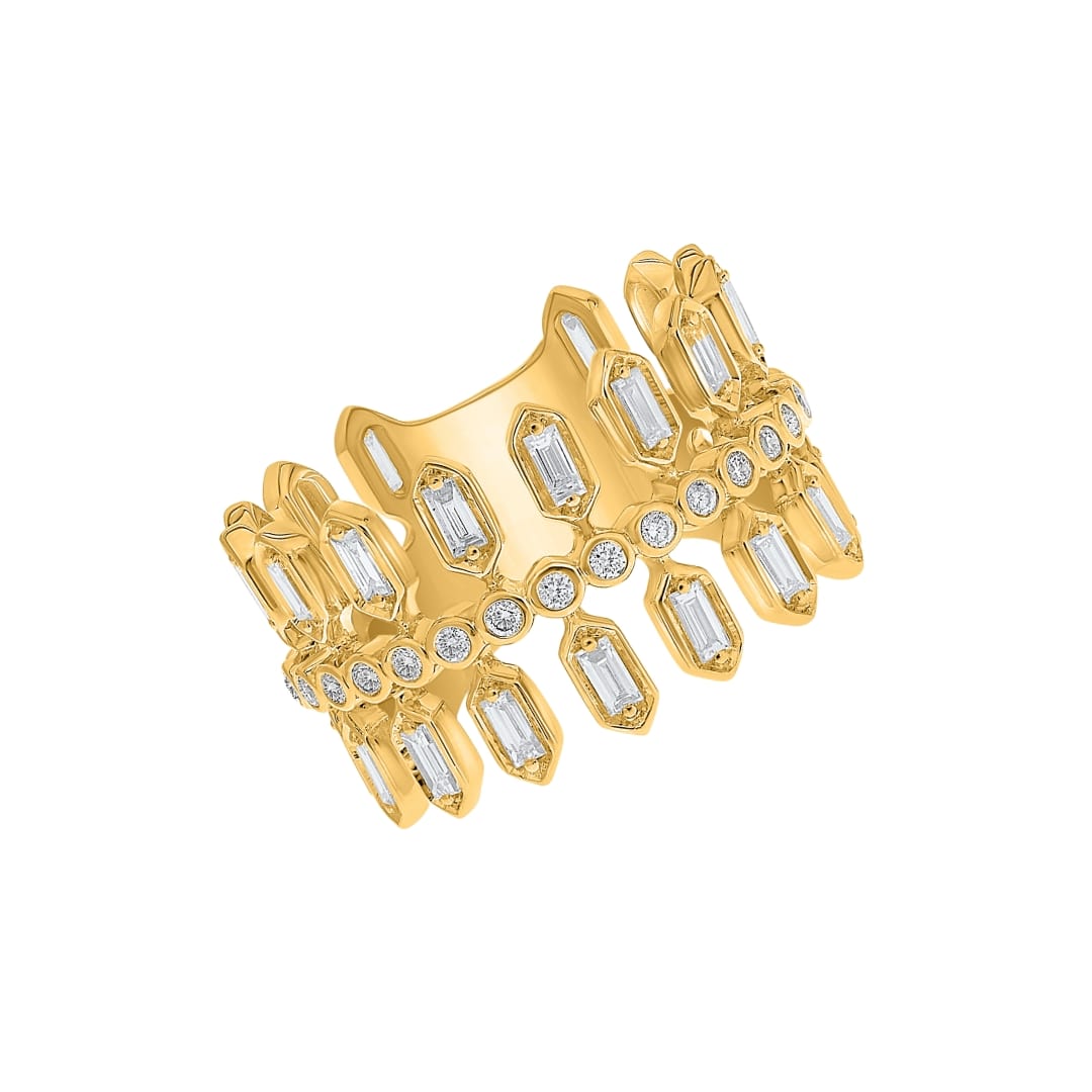 Bezel Set Baguette Diamond Statement Ring